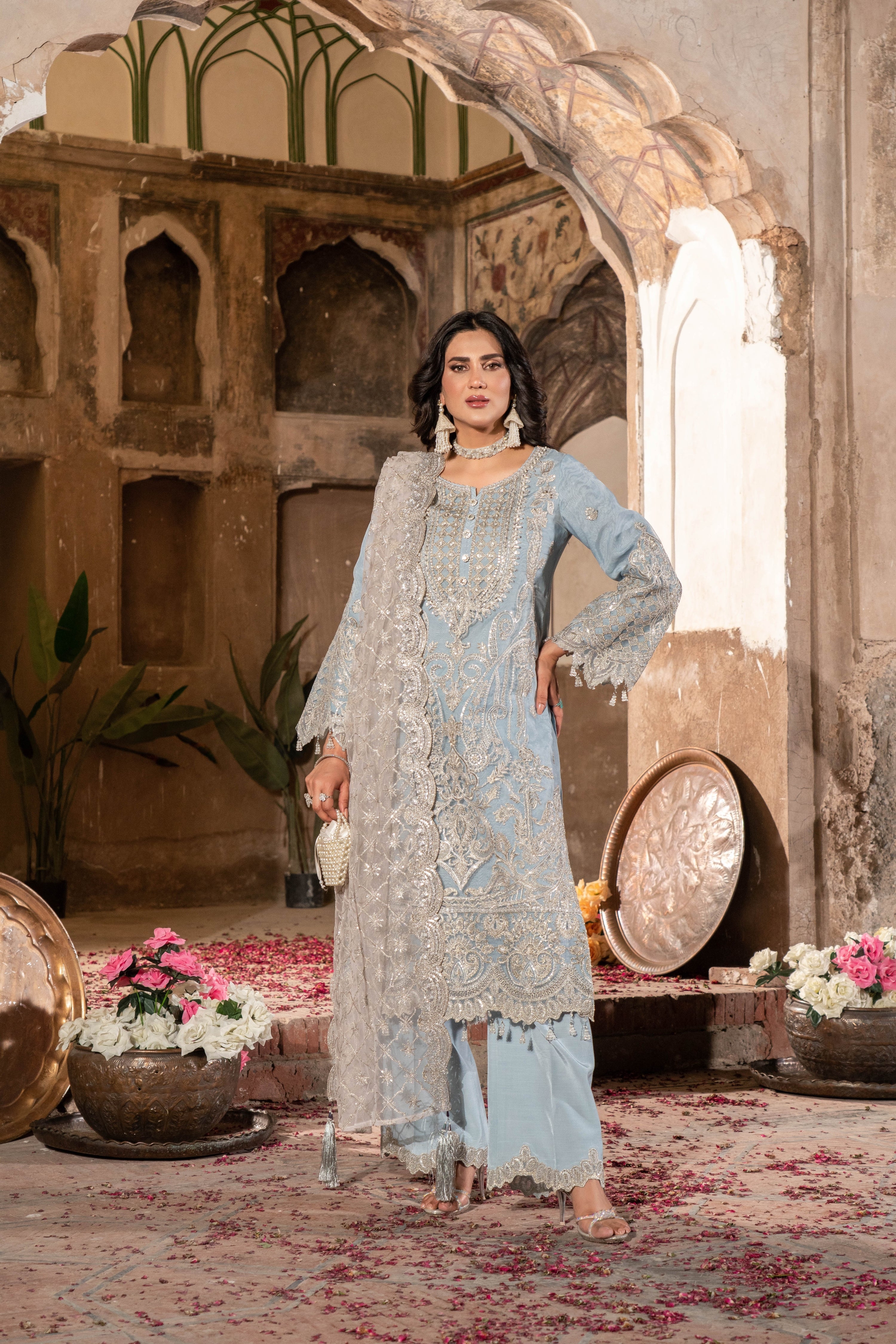 Imrozia Embellished Organza Wedding Wear Anchal IMR241