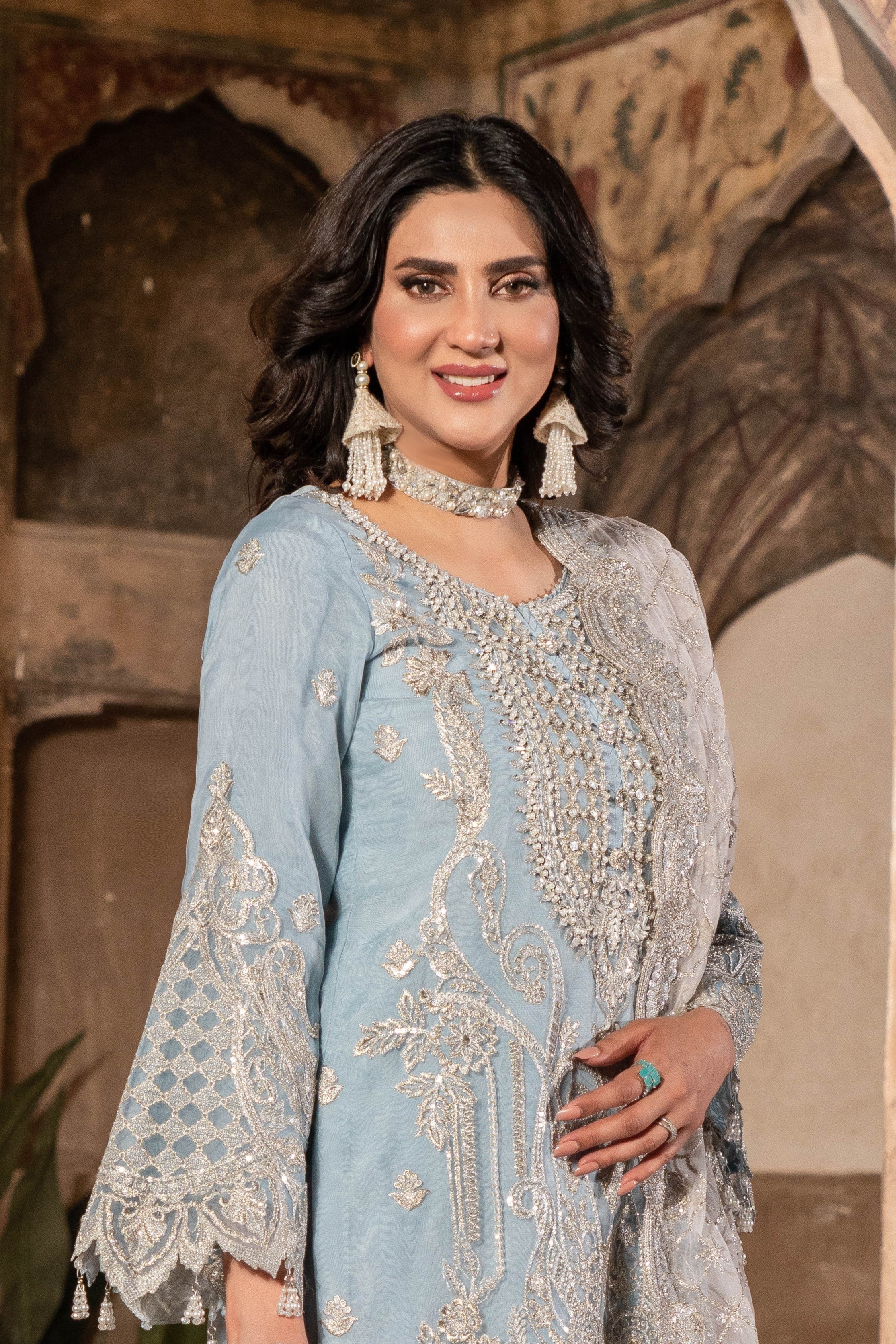 Imrozia Embellished Organza Wedding Wear Anchal IMR241