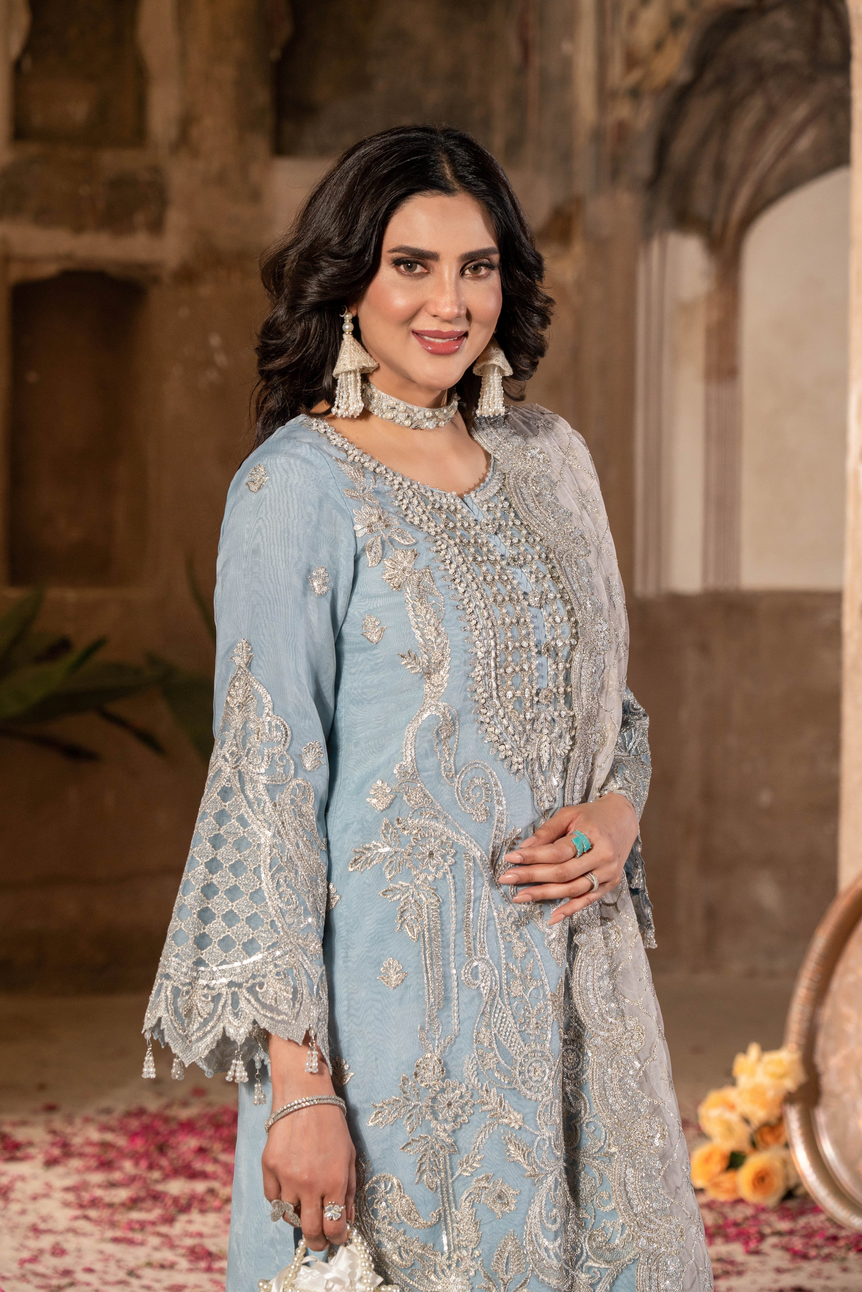 Imrozia Embellished Organza Wedding Wear Anchal IMR241