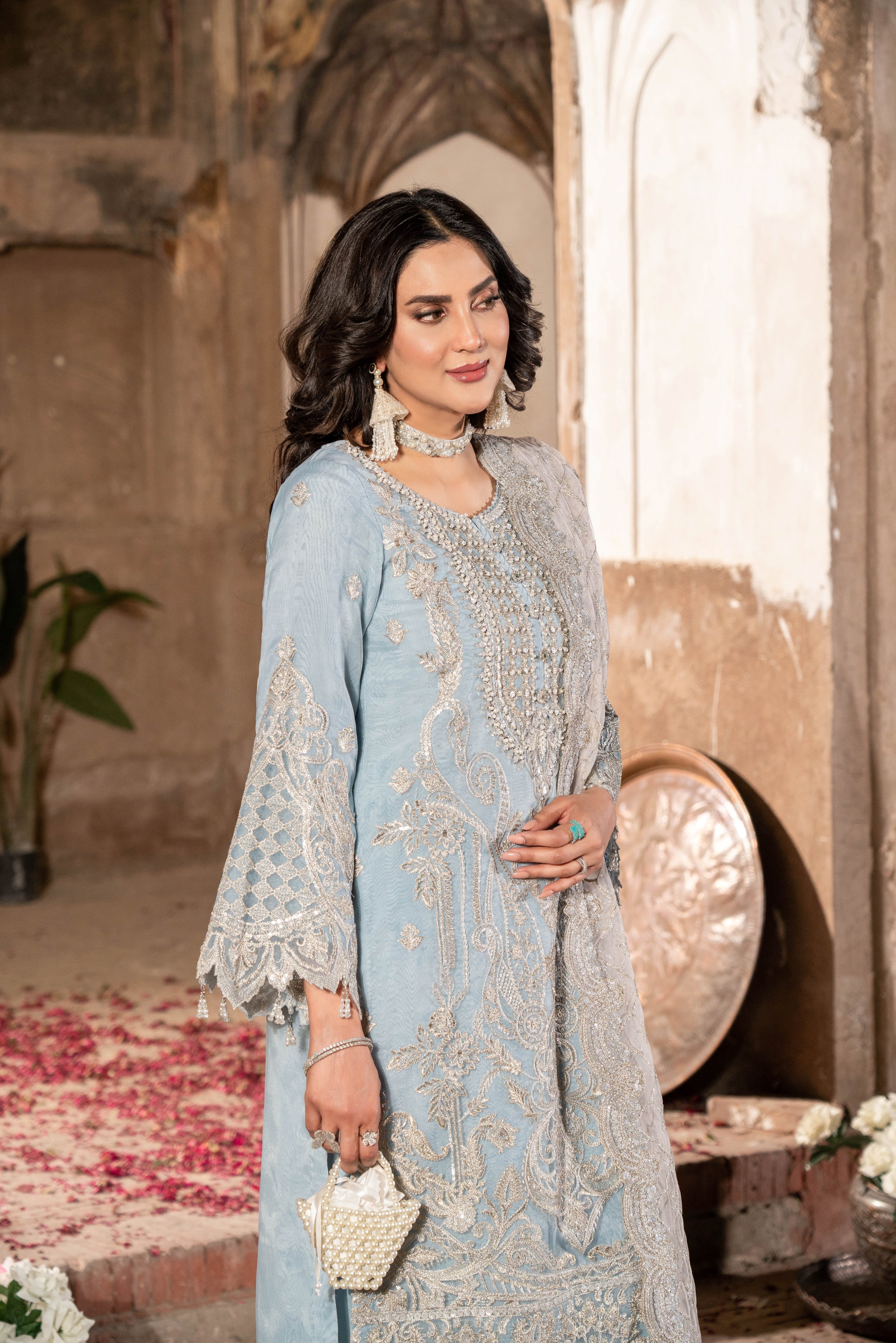 Imrozia Embellished Organza Wedding Wear Anchal IMR241