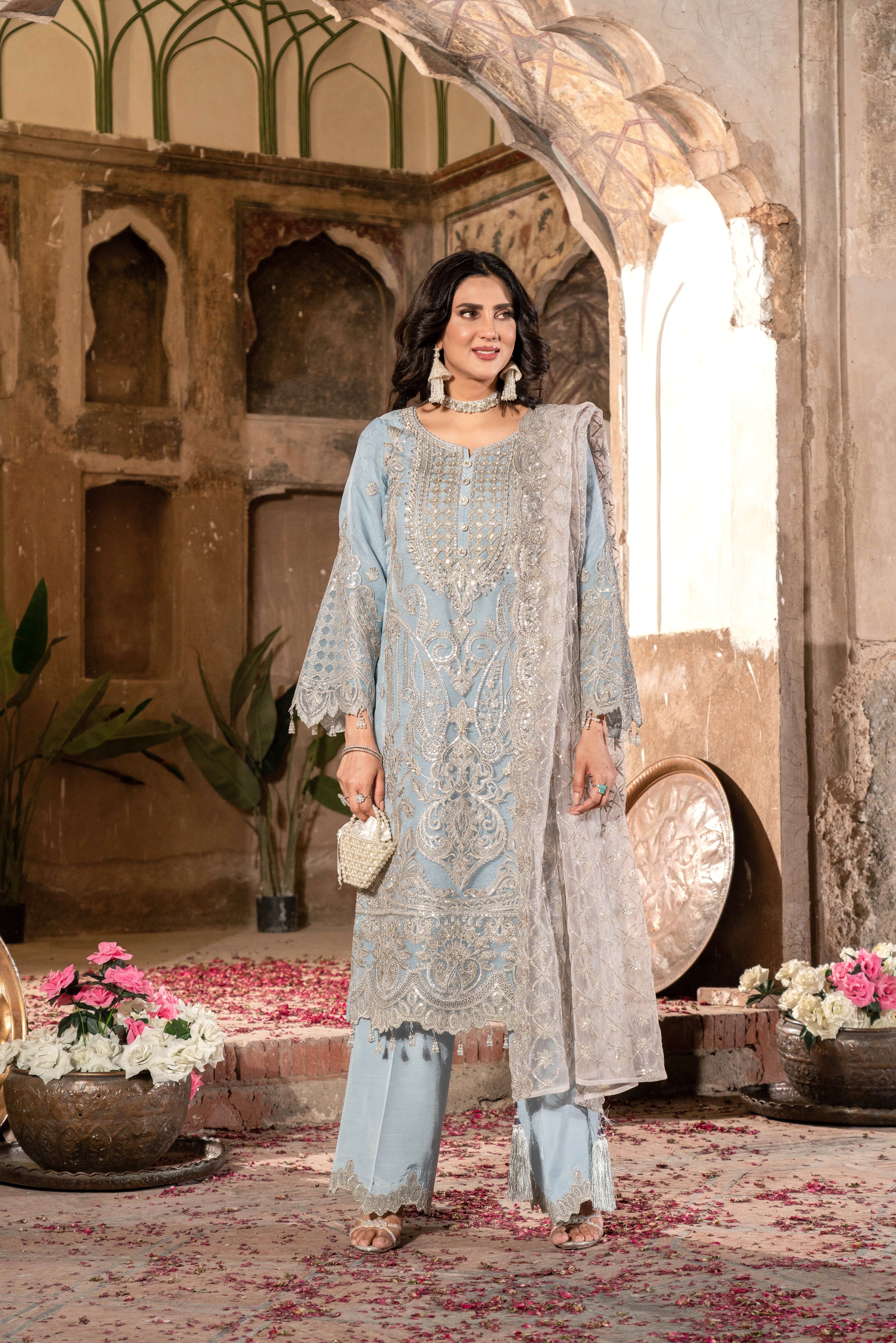 Imrozia Embellished Organza Wedding Wear Anchal IMR241