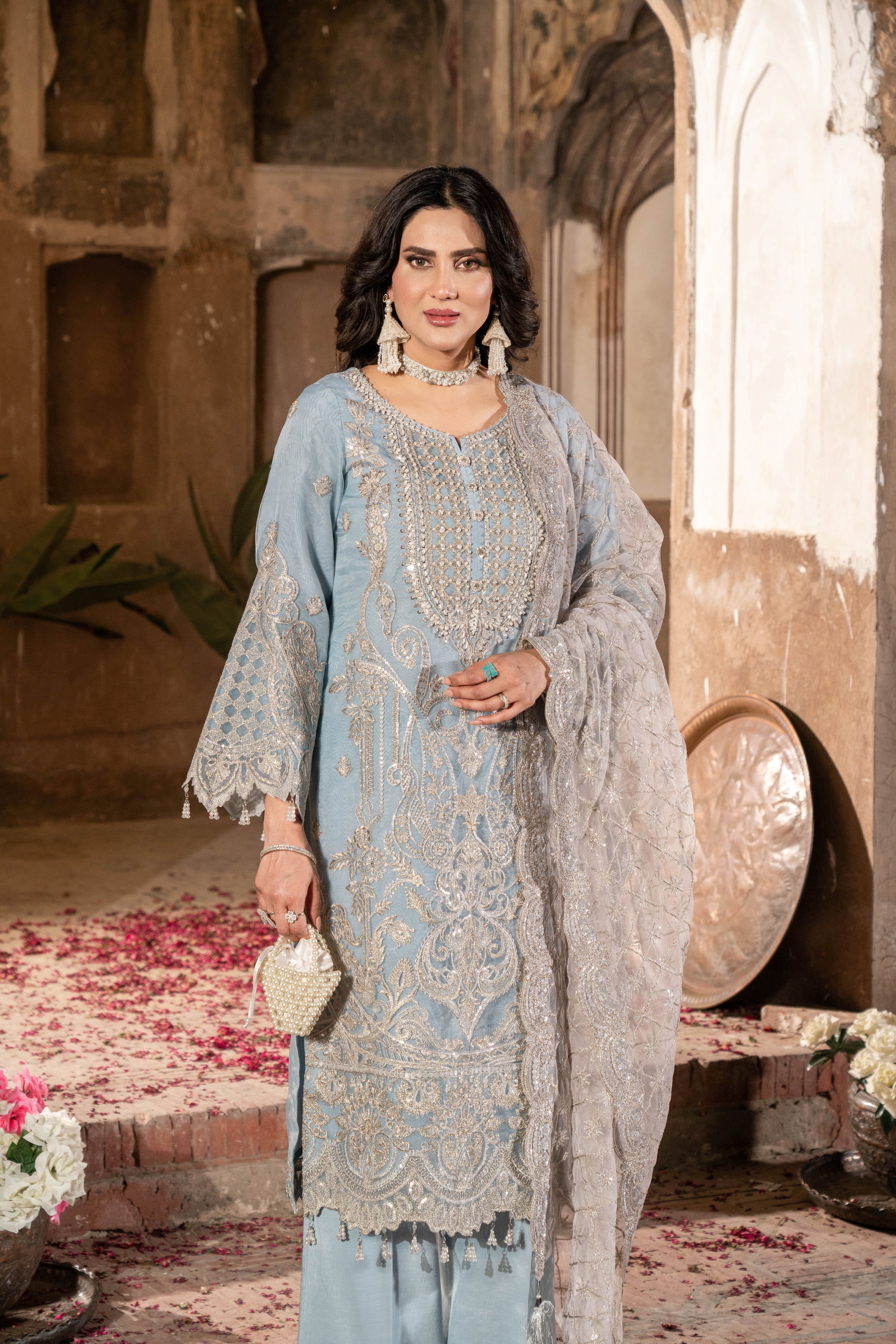 Imrozia Embellished Organza Wedding Wear Anchal IMR241