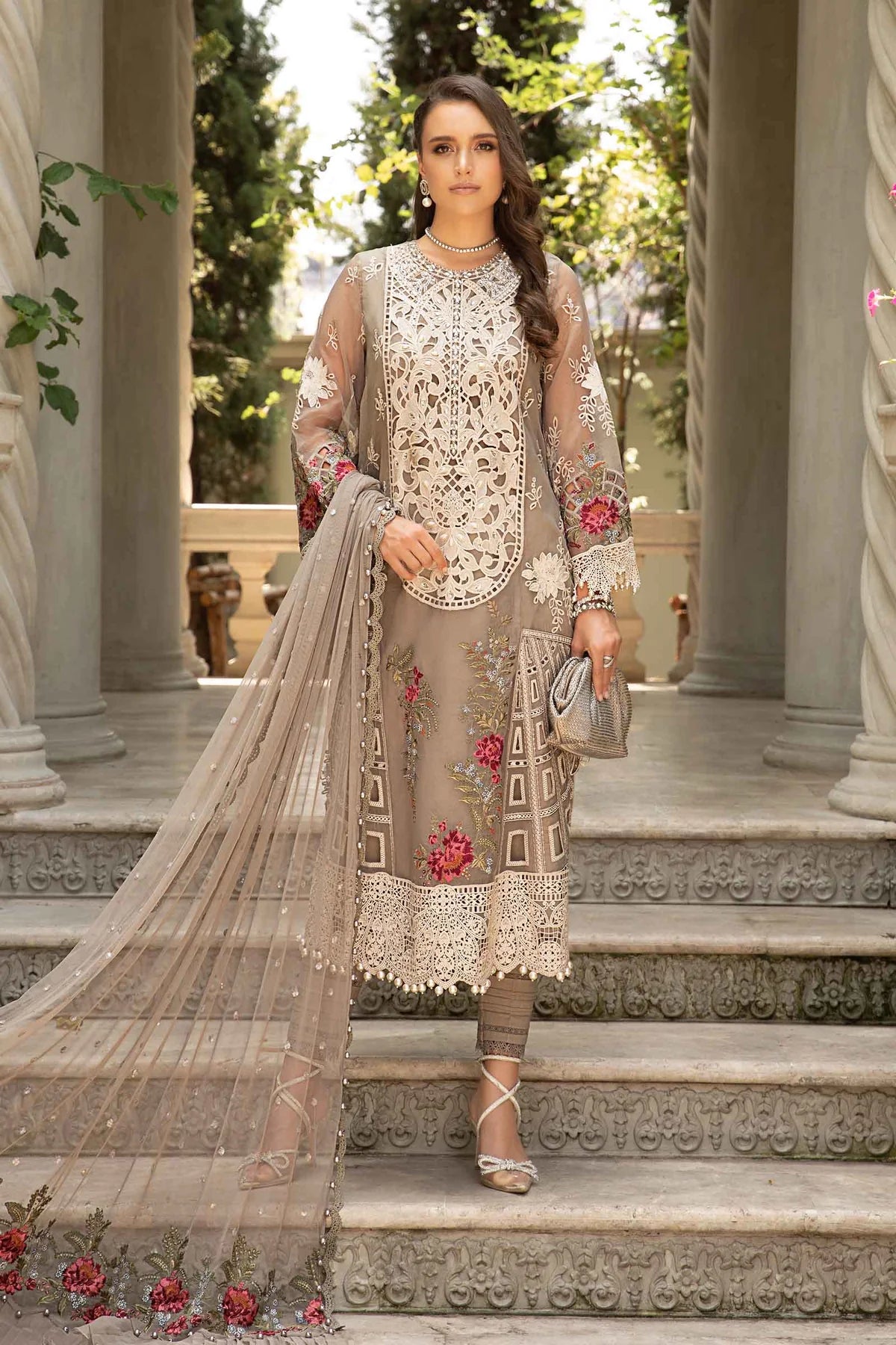 Maria B Luxury Lawn Embroidered Organza 3 Piece Suit MAR162