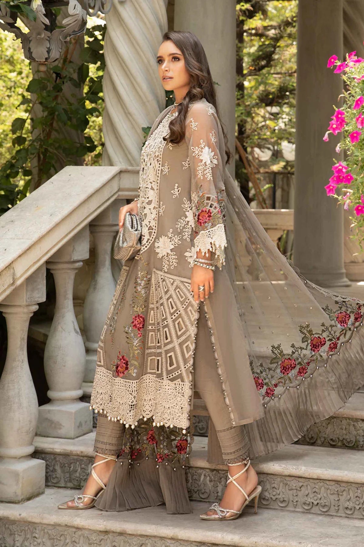 Maria B Luxury Lawn Embroidered Organza 3 Piece Suit MAR162