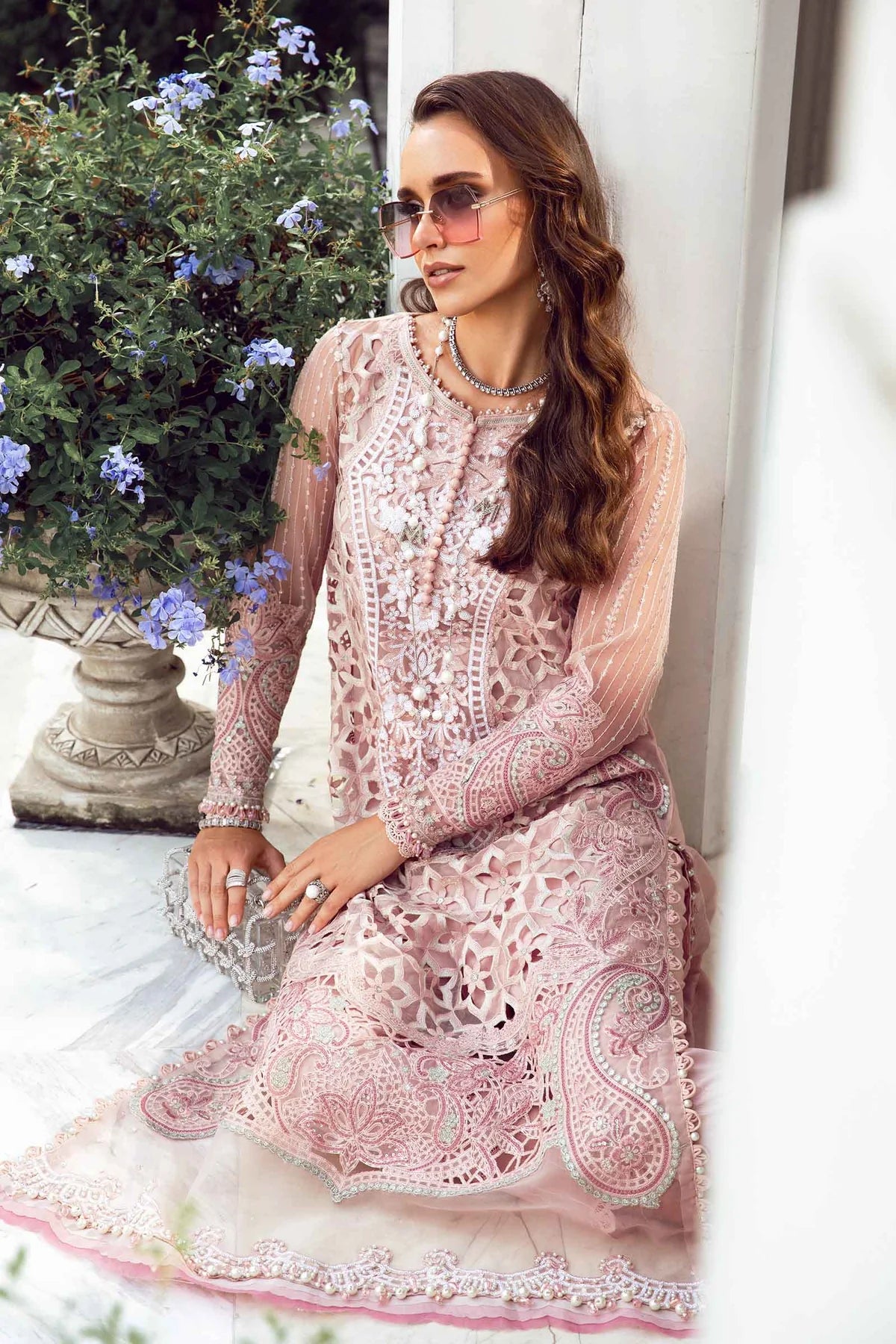 Maria B Luxury Lawn Embroidered Organza 3 Piece Suit MAR163