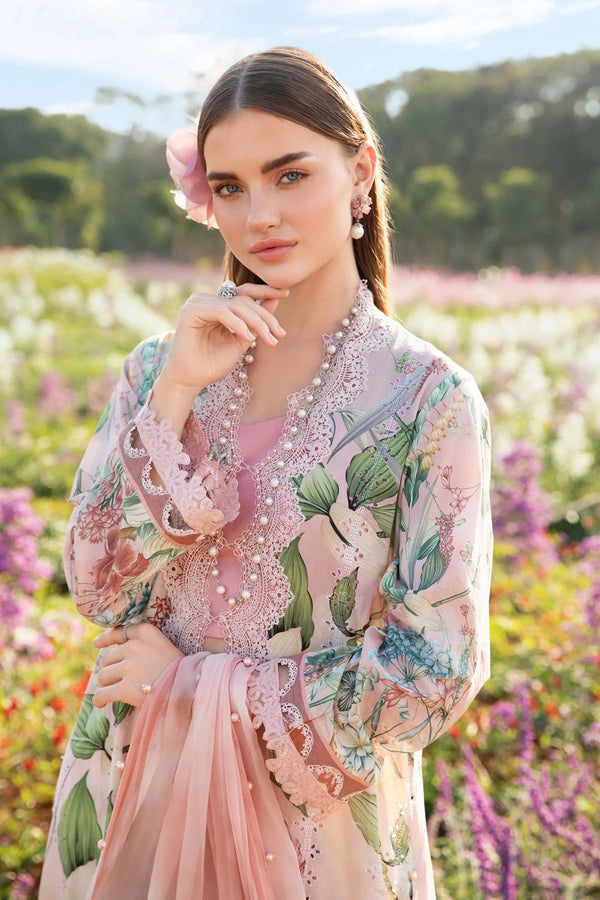 Maria B M Prints 2A Embroidered Lawn 3 Piece Suit MAR195