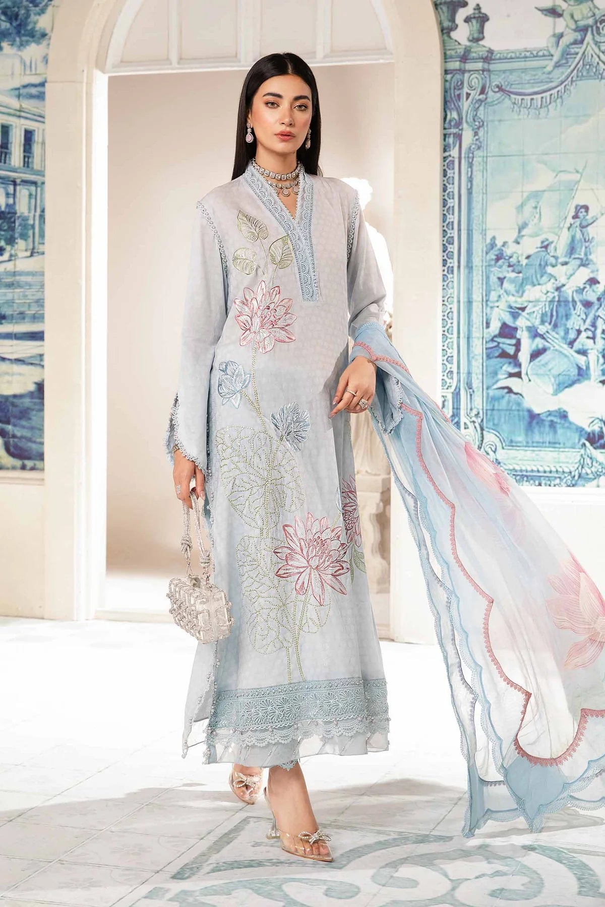 Maria B M Prints Embroidered Lawn 3 Piece Suit MAR167