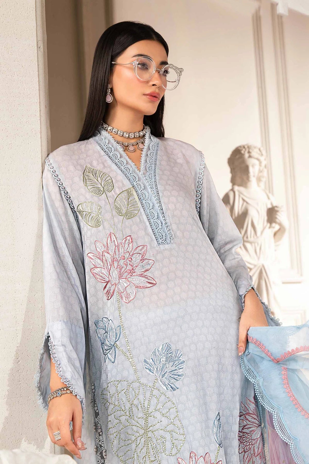 Maria B M Prints Embroidered Lawn 3 Piece Suit MAR167