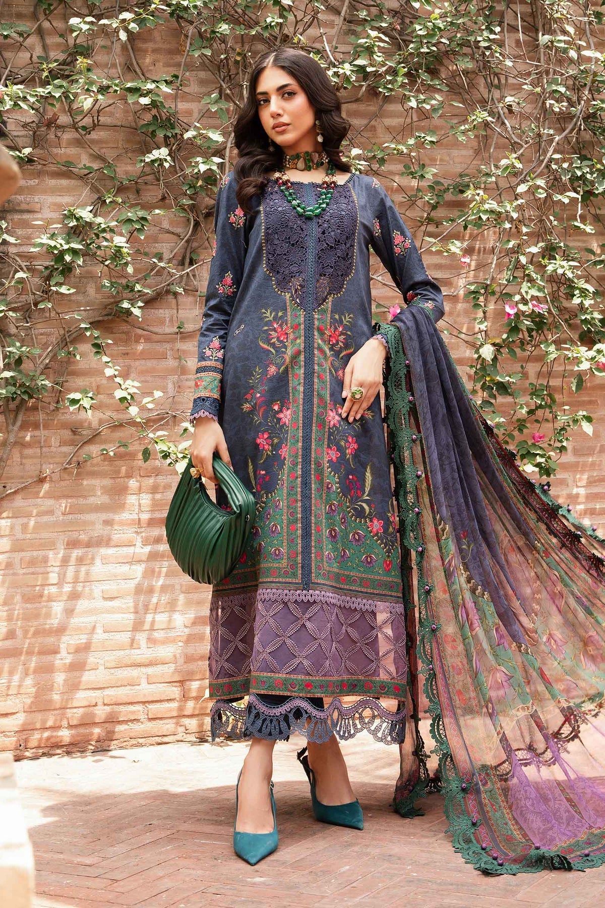 Maria B M Prints Embroidered Lawn 3 Piece Suit MAR171