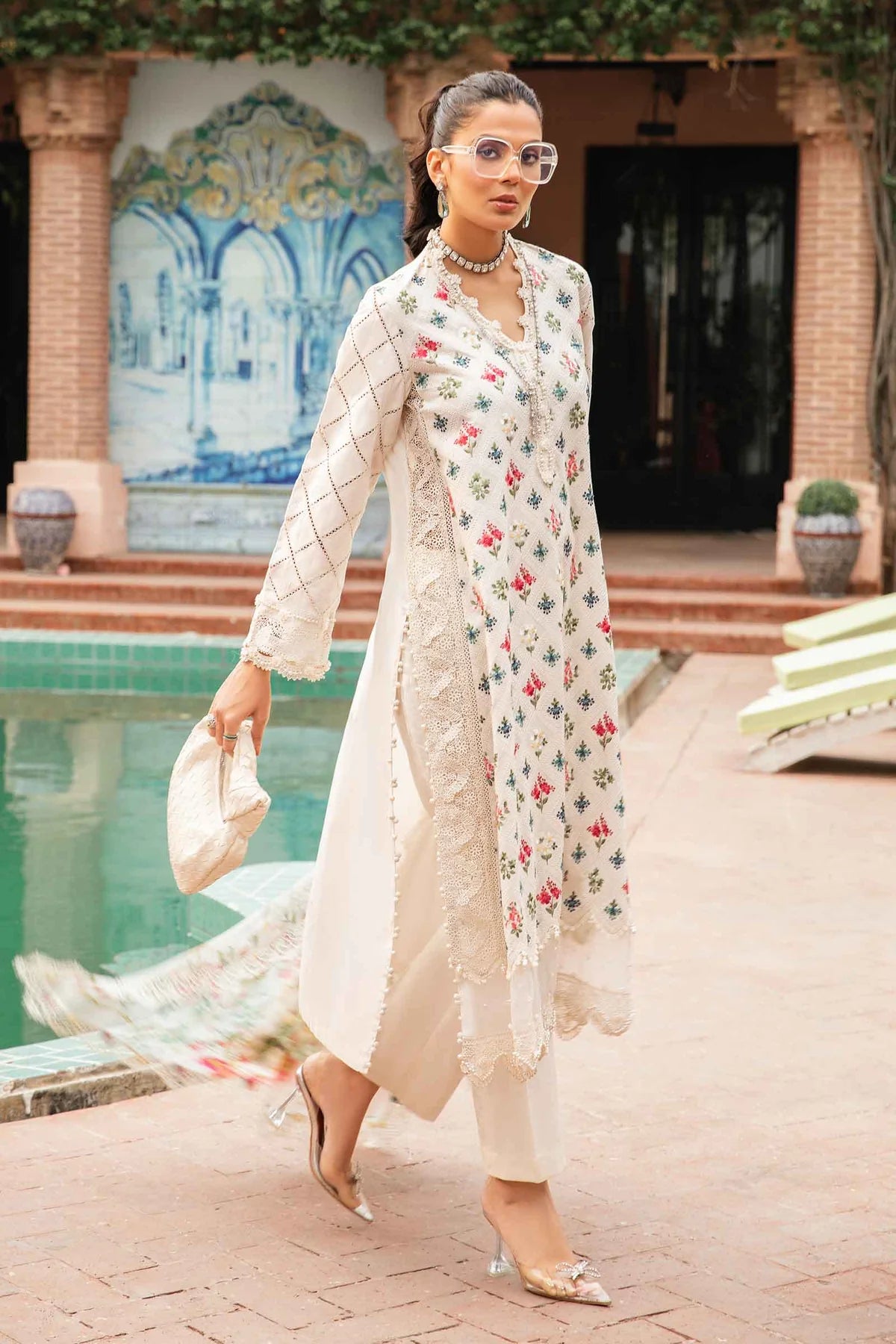 Maria B M Prints Embroidered Lawn 3 Piece Suit MAR168