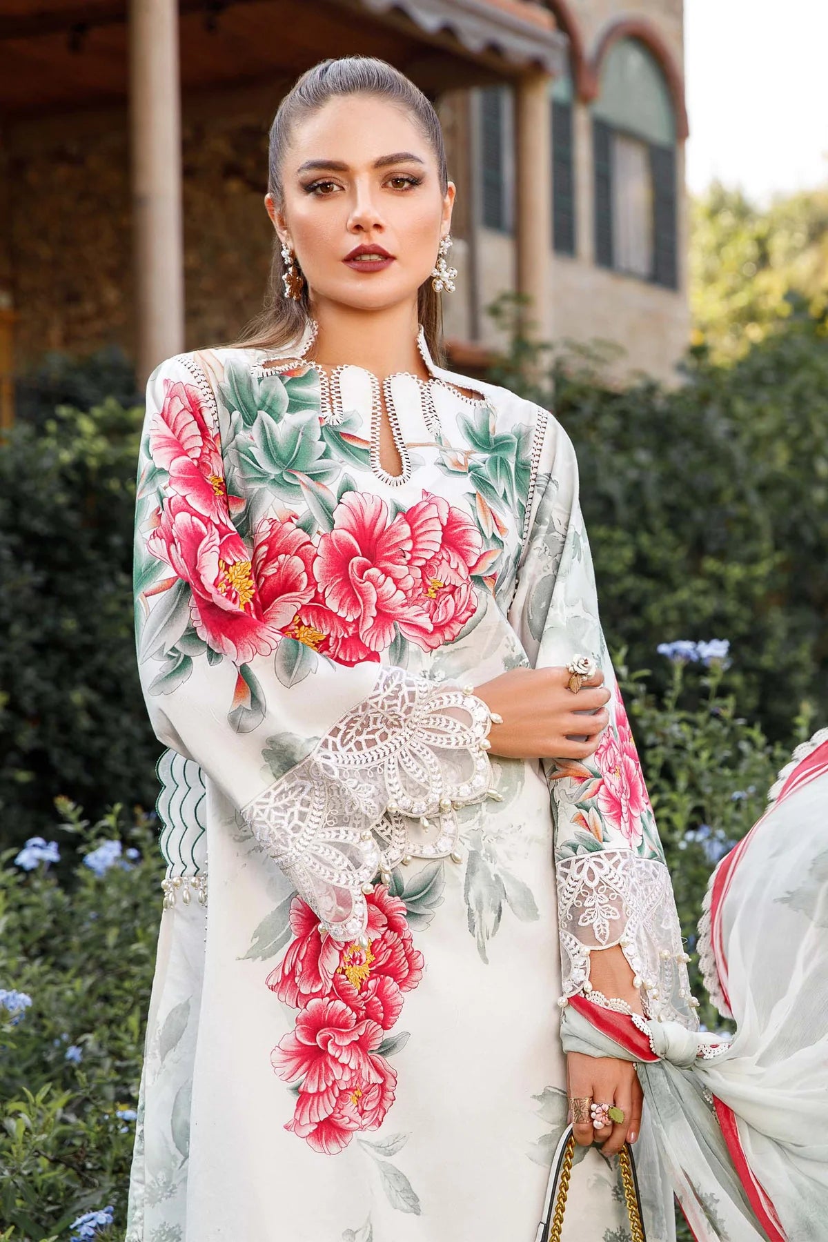Maria B M Prints Embroidered Lawn 3 Piece Suit MAR174