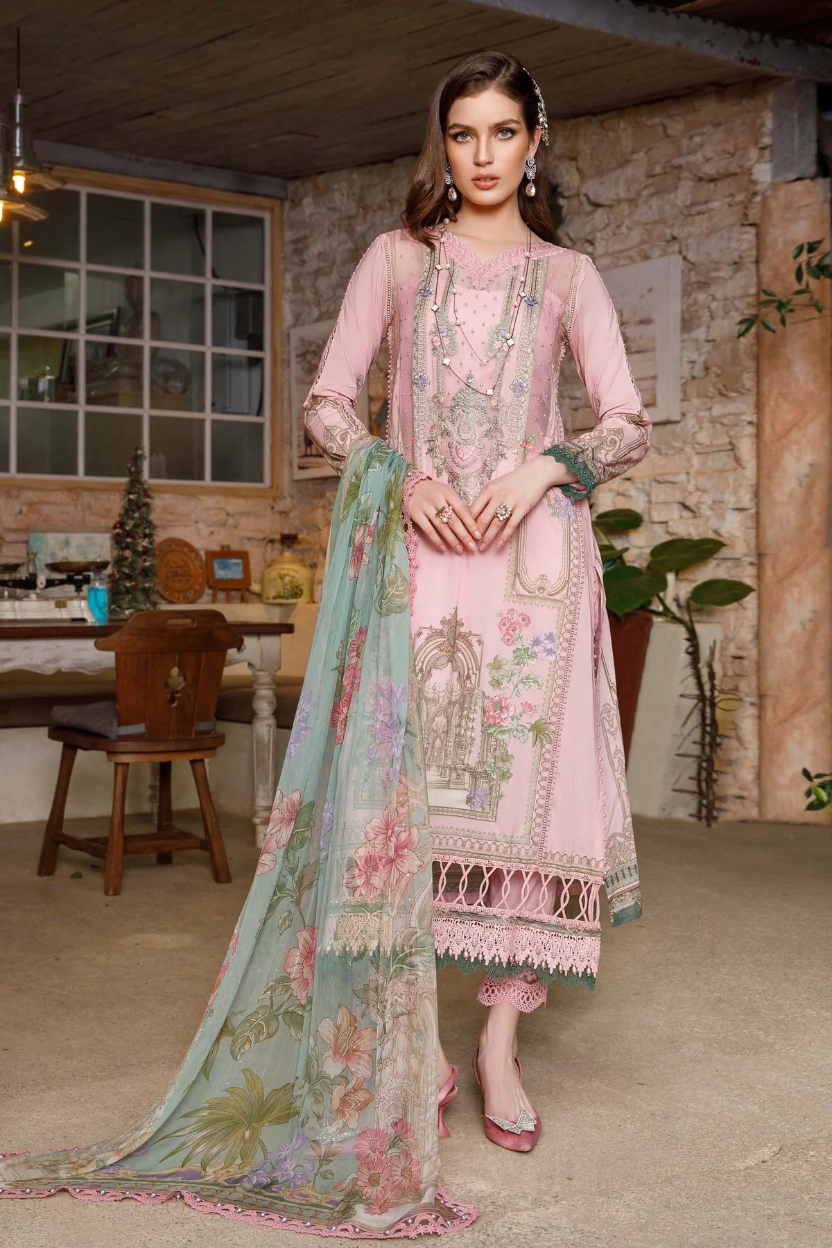Maria B M Prints Embroidered Lawn 3 Piece Suit MAR175