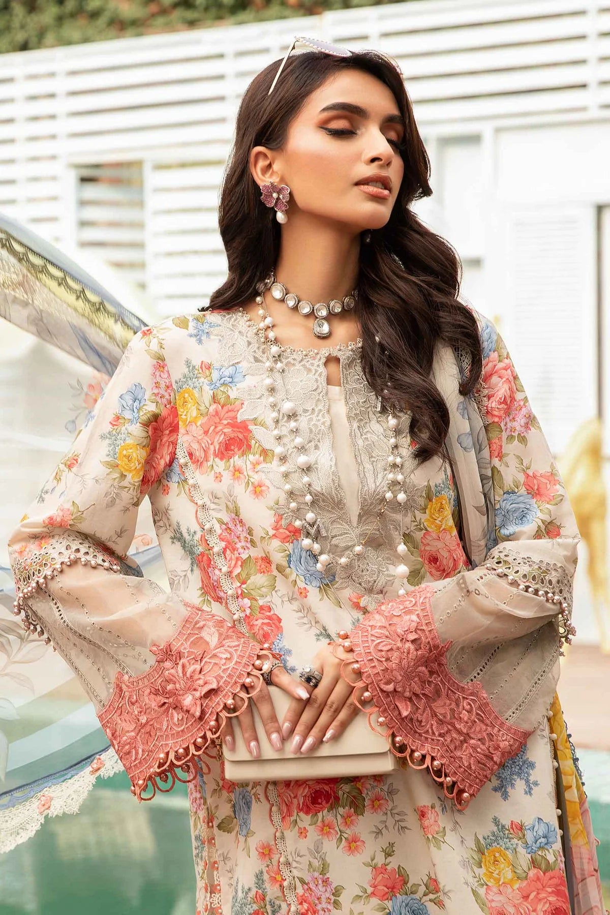 Maria B M Prints Embroidered Lawn 3 Piece Suit MAR169