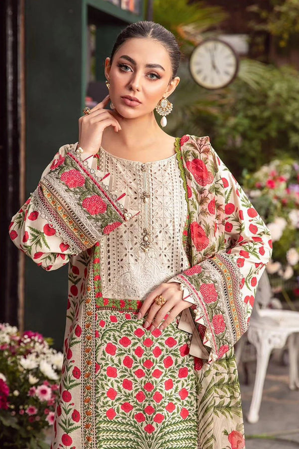 Maria B M Prints Embroidered Lawn 3 Piece Suit MAR165