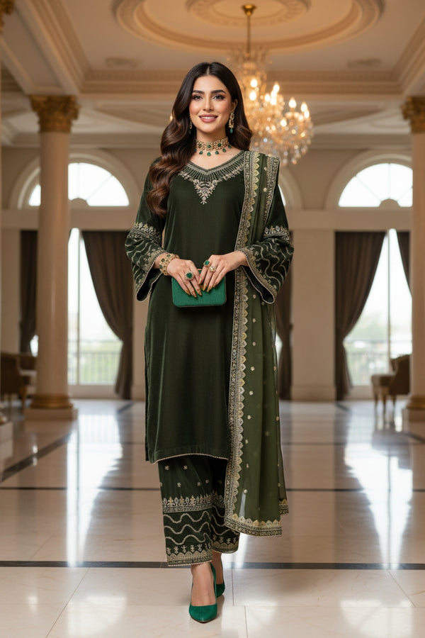 Mihrimah Embroidered Velvet Shalwar Kameez Suit MIH101