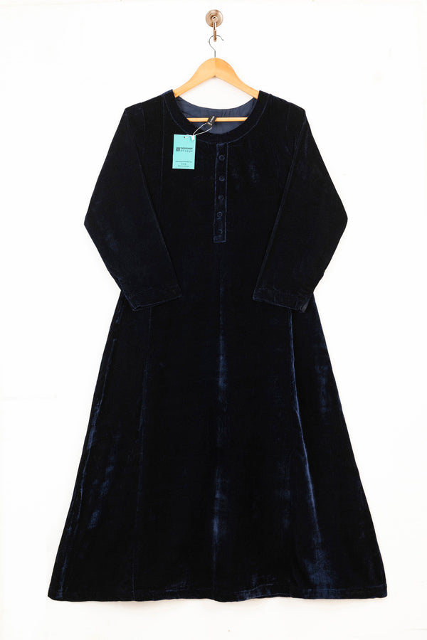 Mihrimah Velvet Dress and Trousers Navy Set MIH112