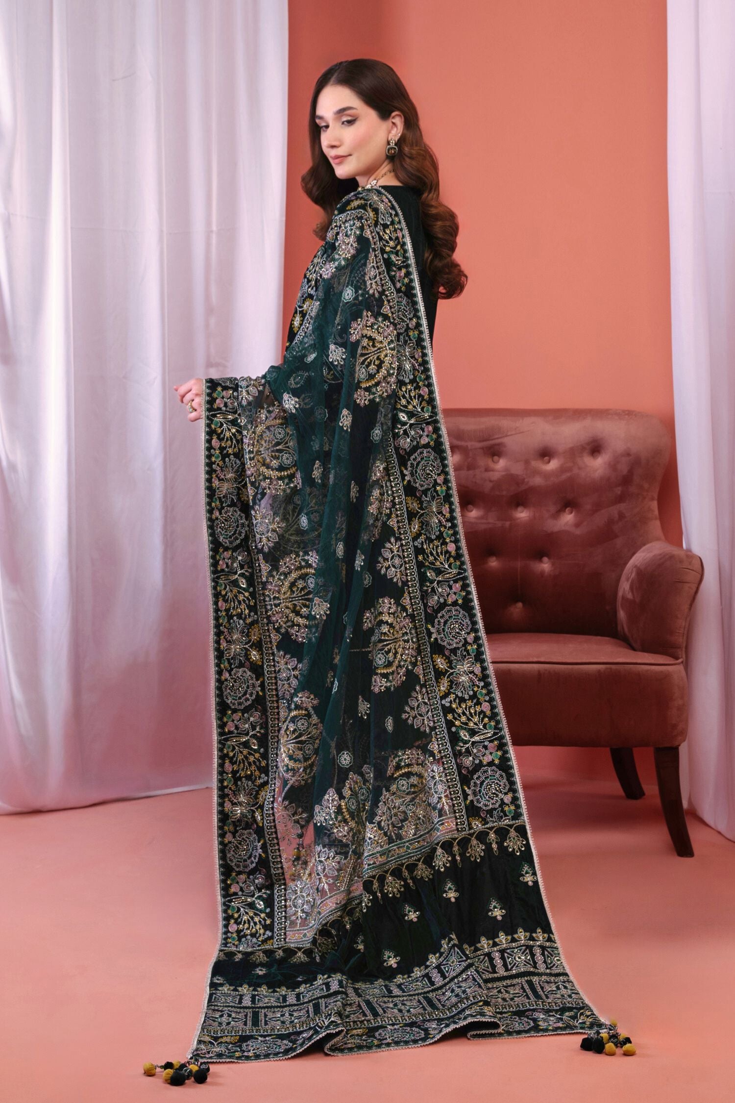 Mihrimah Luxury Velvet 3 Piece Suit Emerald Green MIH87