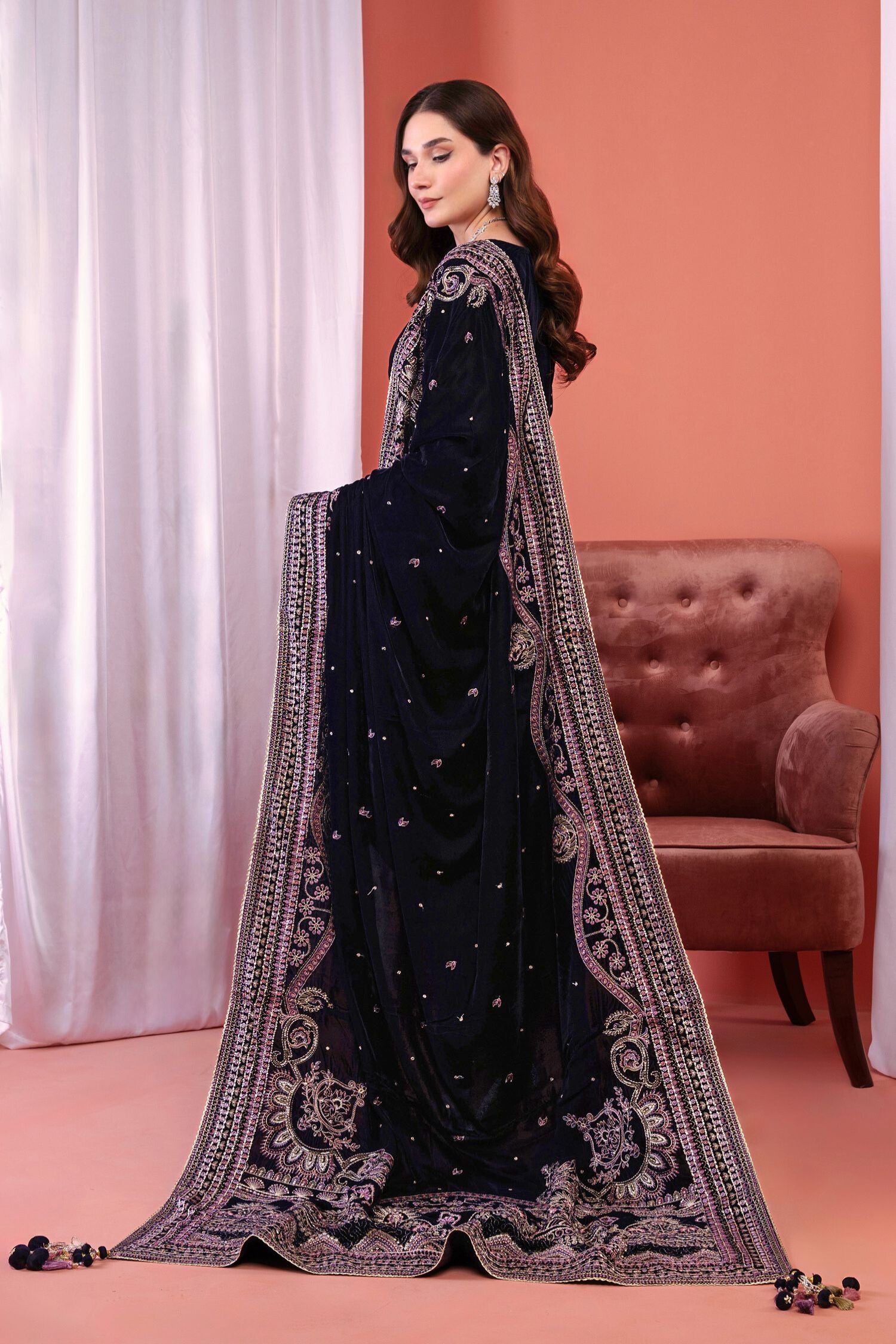 Mihrimah Luxury Velvet 3 Piece Suit Purple MIH85