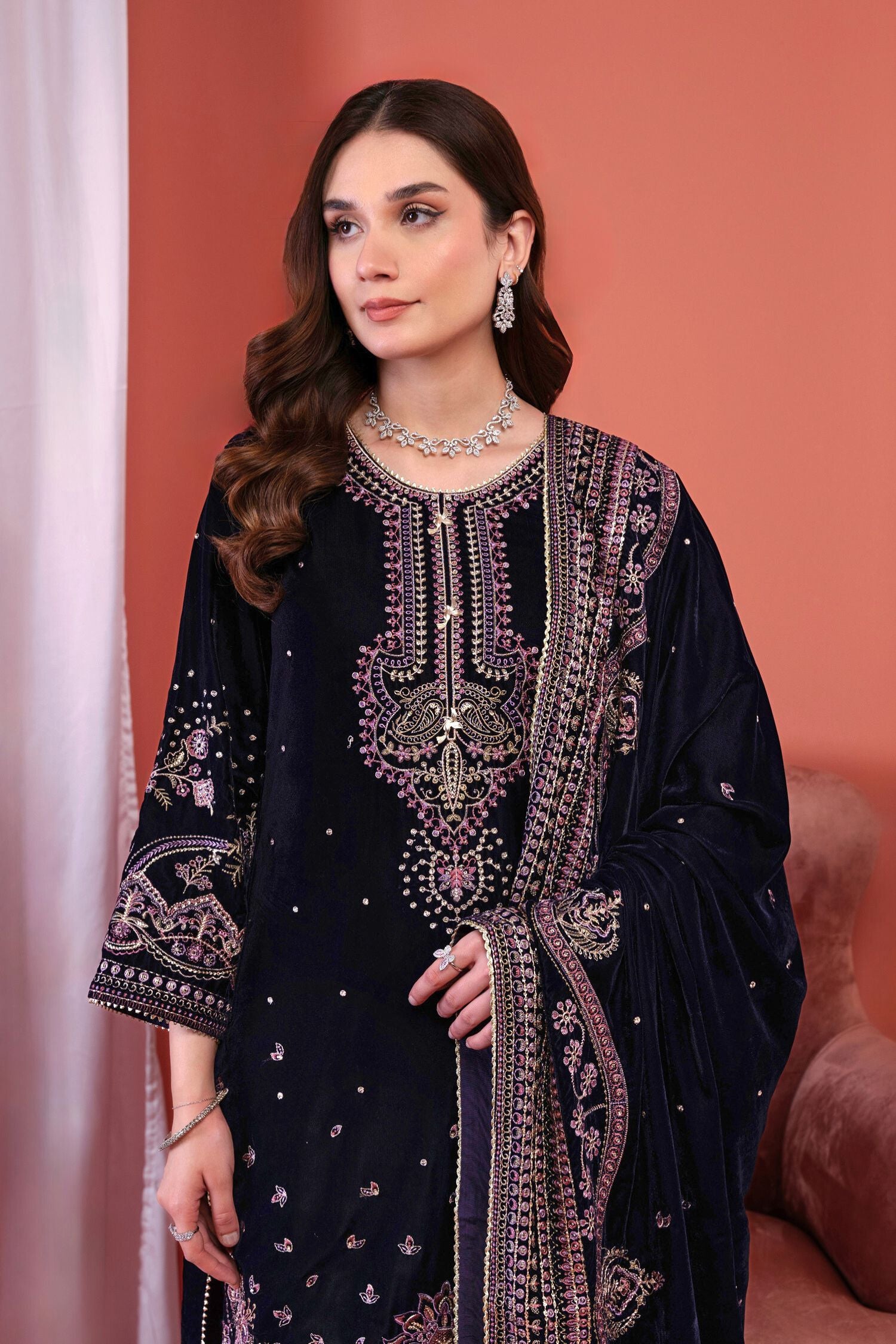 Mihrimah Luxury Velvet 3 Piece Suit Purple MIH85