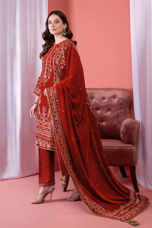 Mihrimah Luxury Velvet 3 Piece Suit Rust MIH86