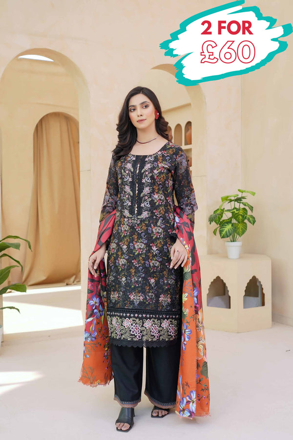 Munira Embroidered Dhanak 3 Piece Suit MUN723