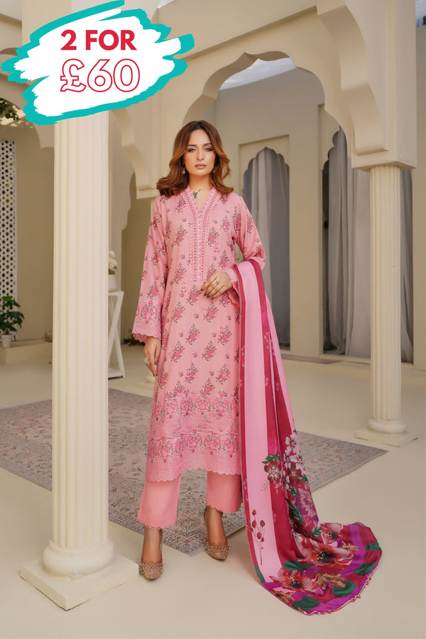 Munira Embroidered Dhanak 3 Piece Suit MUN714