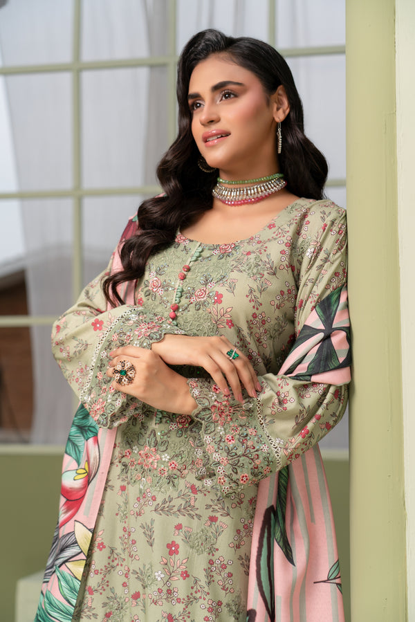 Munira Embroidered Dhanak 3 Piece Suit MUN770