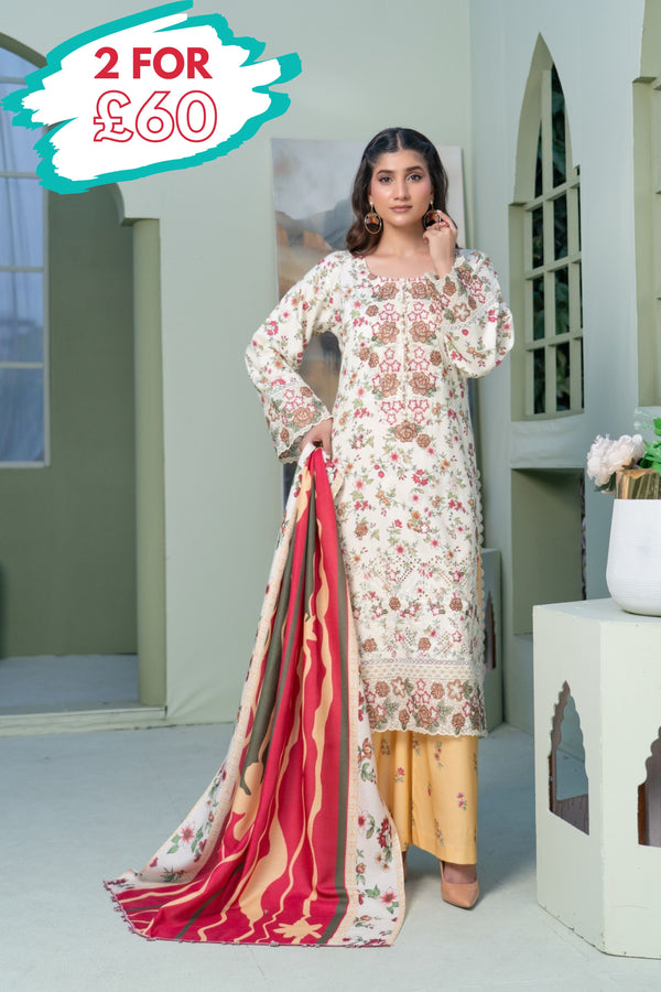 Munira Embroidered Dhanak 3 Piece Suit MUN772