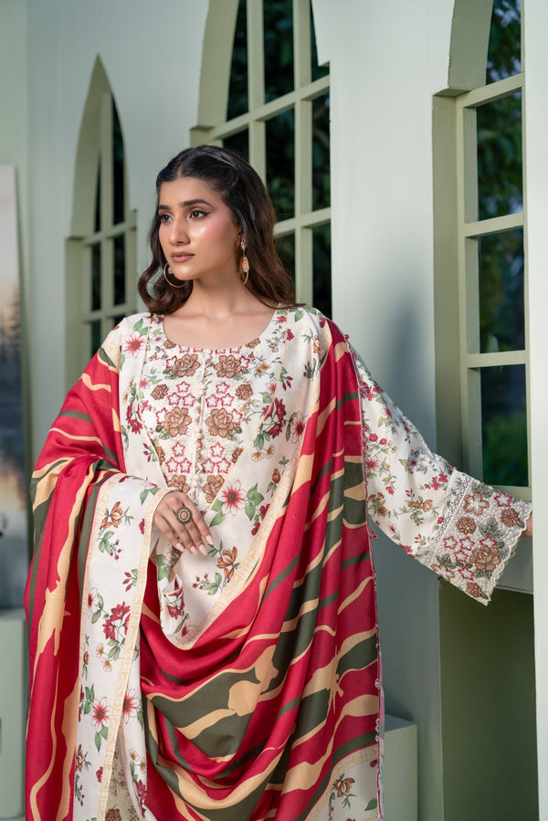 Munira Embroidered Dhanak 3 Piece Suit MUN772