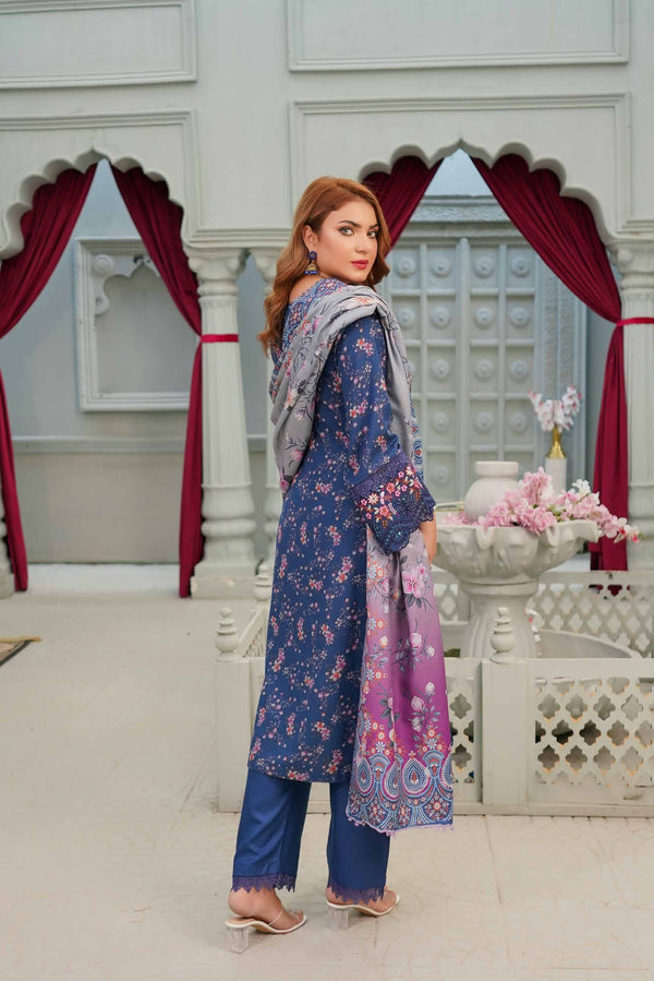 Munira Embroidered Dhanak 3 Piece Suit MUN681