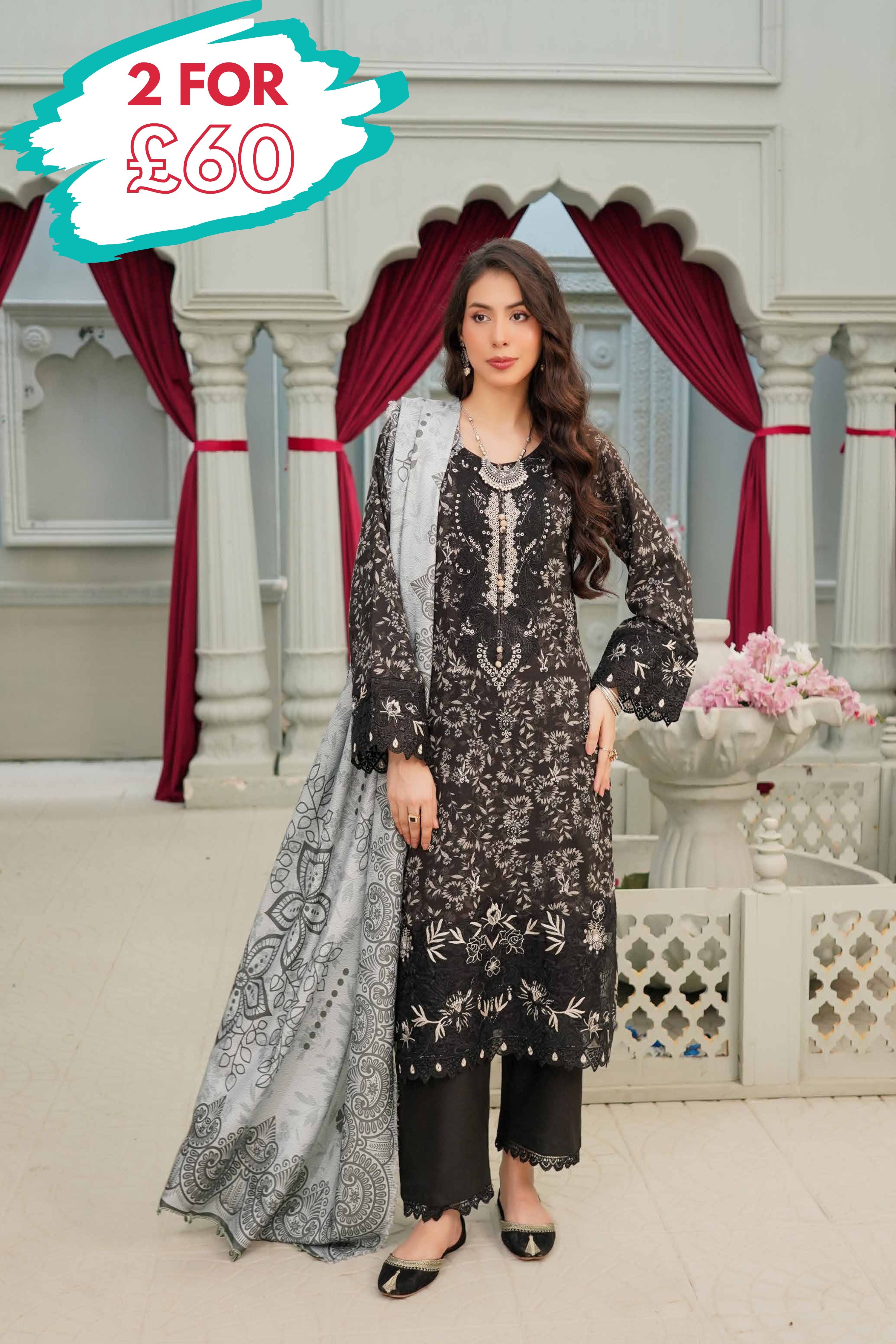 Munira Embroidered Dhanak 3 Piece Suit MUN682