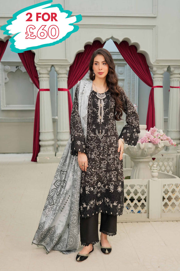 Munira Embroidered Dhanak 3 Piece Suit MUN682
