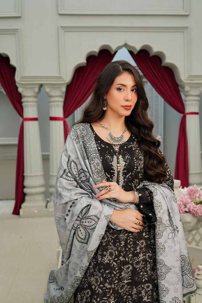 Munira Embroidered Dhanak 3 Piece Suit MUN682