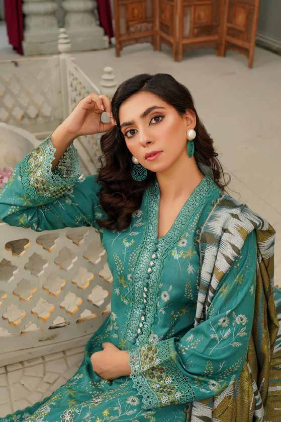 Munira Embroidered Dhanak 3 Piece Suit MUN683