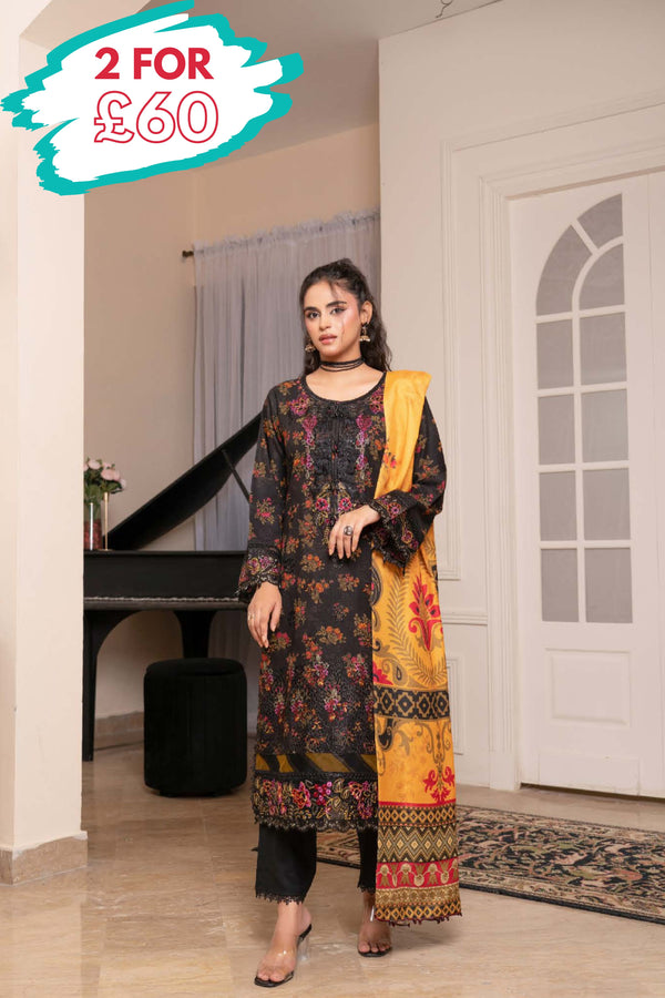 Munira Embroidered Dhanak 3 Piece Suit MUN765