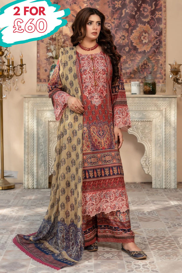 Munira Embroidered Lawn 3 Piece Suit MUN752
