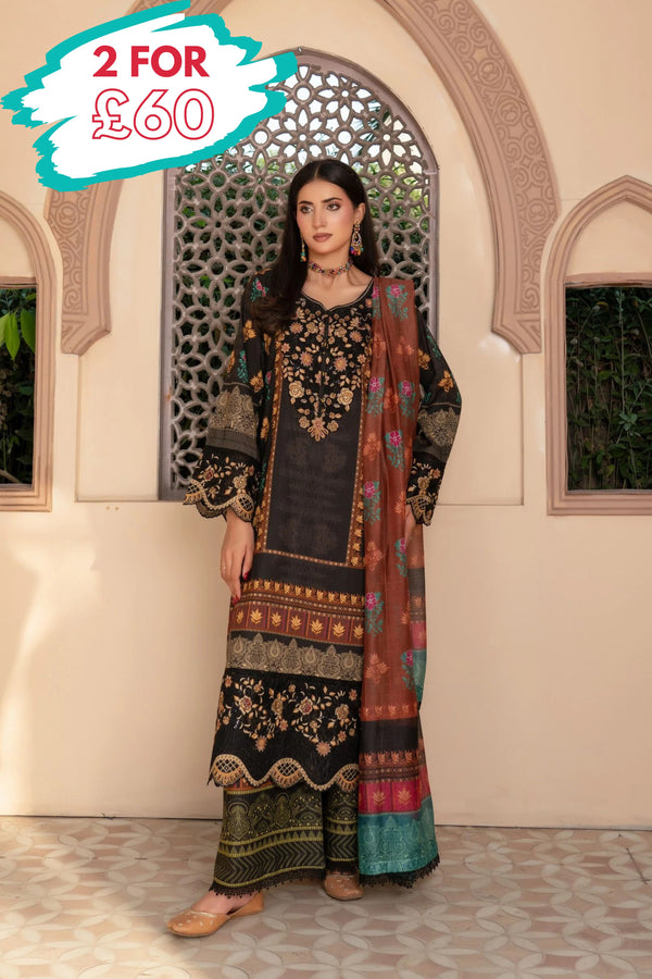 Munira Embroidered Lawn 3 Piece Suit MUN758