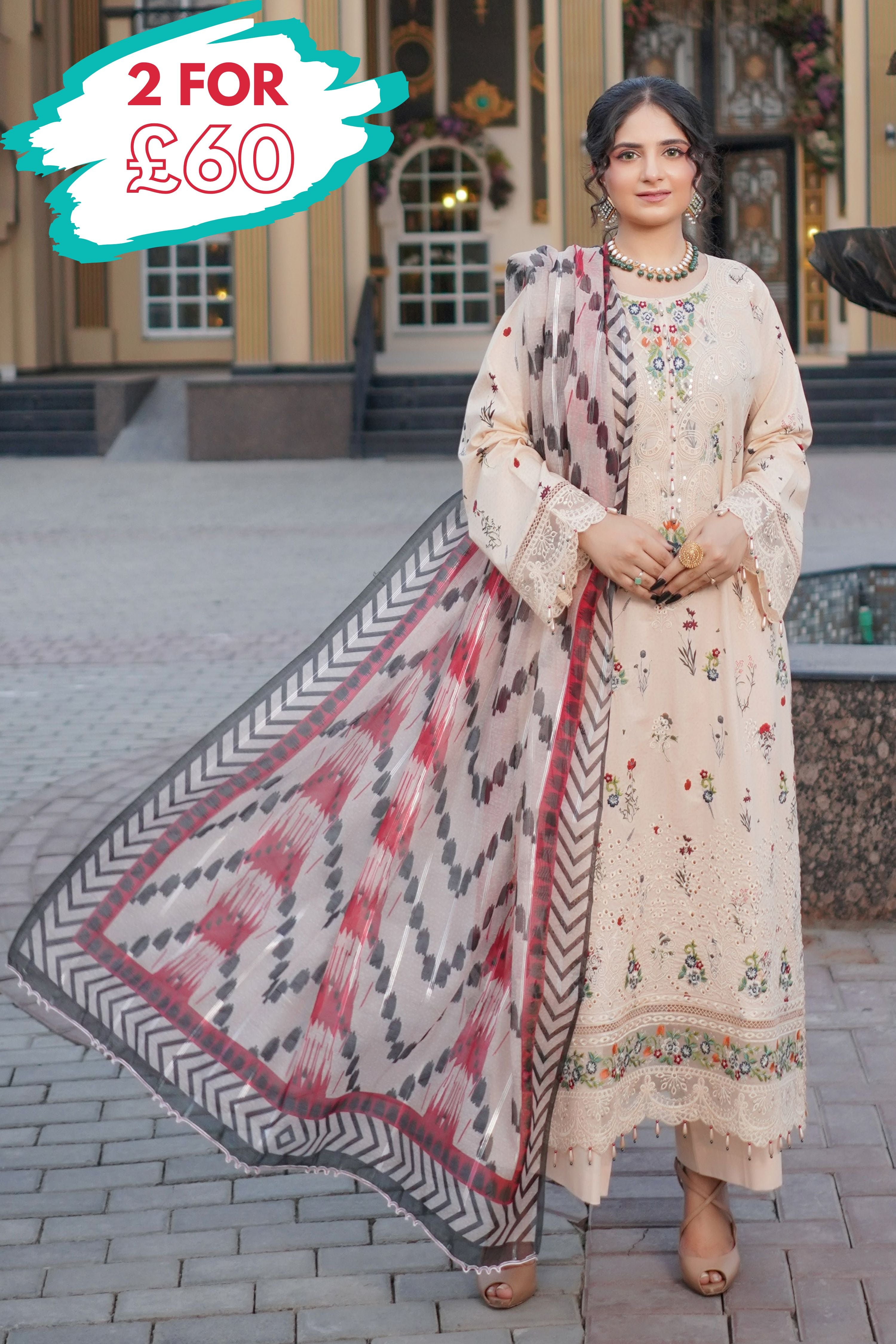 Munira Embroidered Lawn 3 Piece Suit MUN653