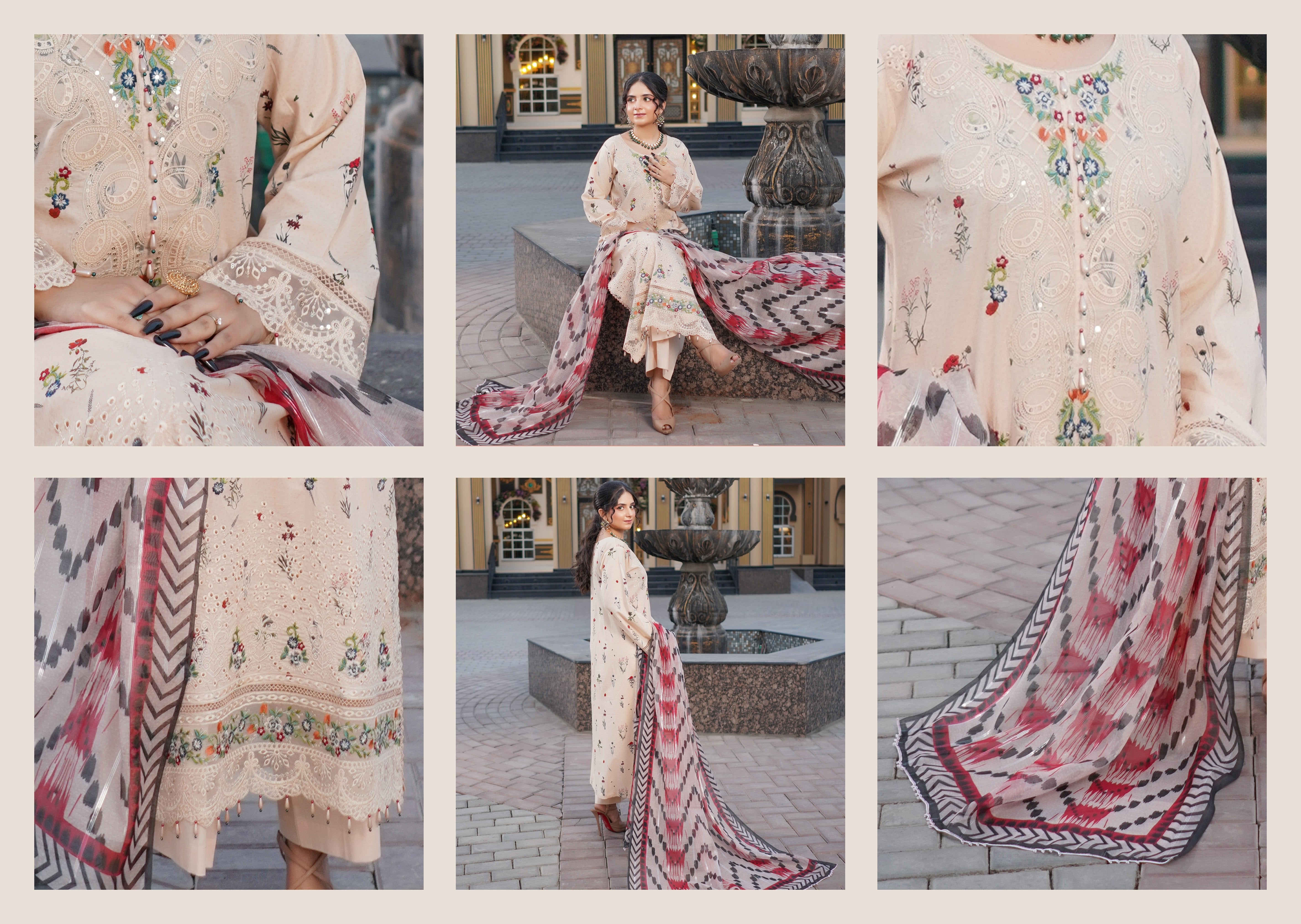 Munira Embroidered Lawn 3 Piece Suit MUN653