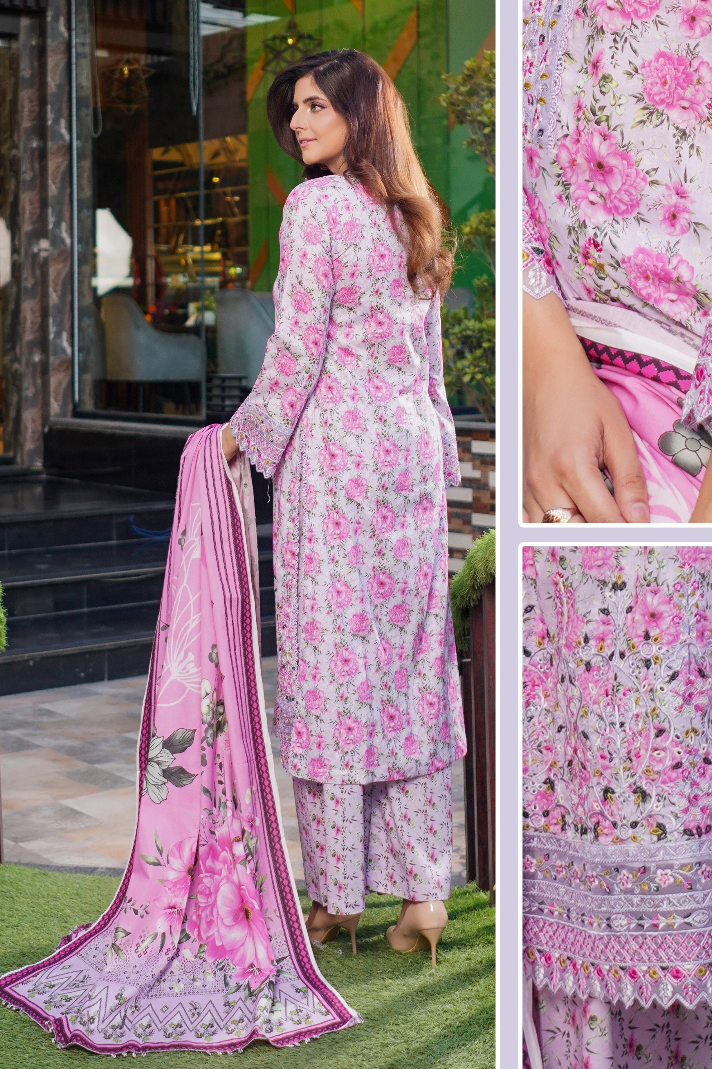 Munira Embroidered Lawn 3 Piece Suit MUN643