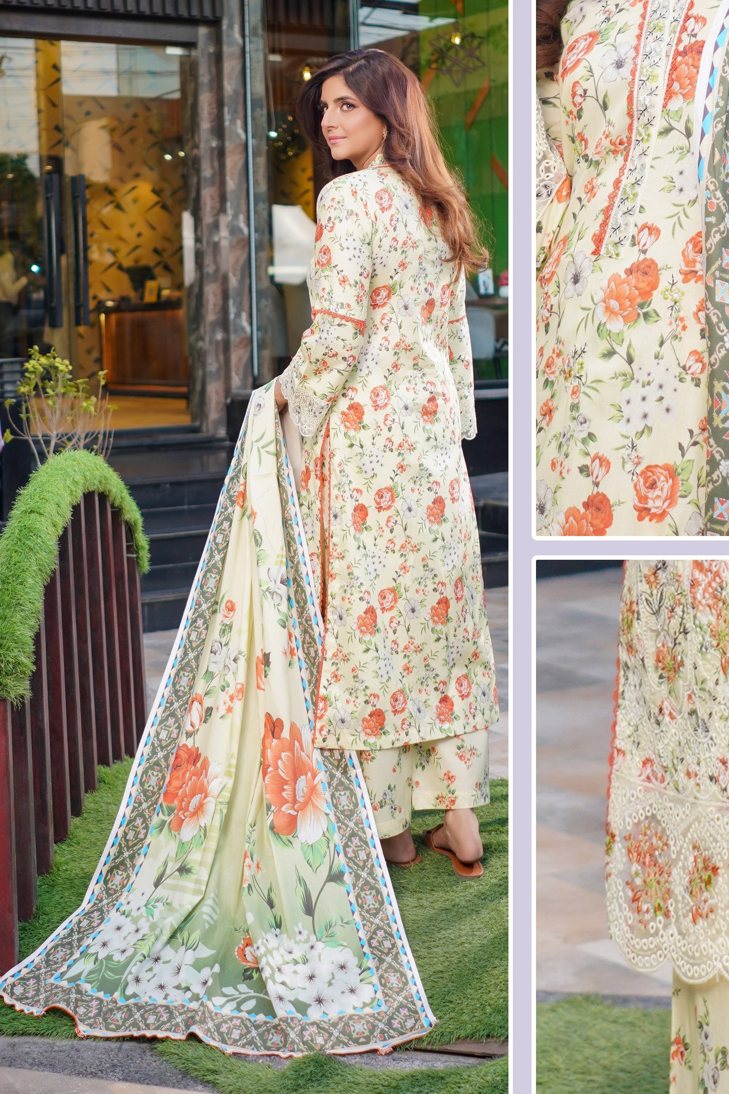 Munira Embroidered Lawn 3 Piece Suit MUN644
