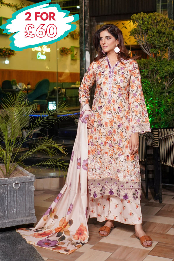 Munira Embroidered Lawn 3 Piece Suit MUN649