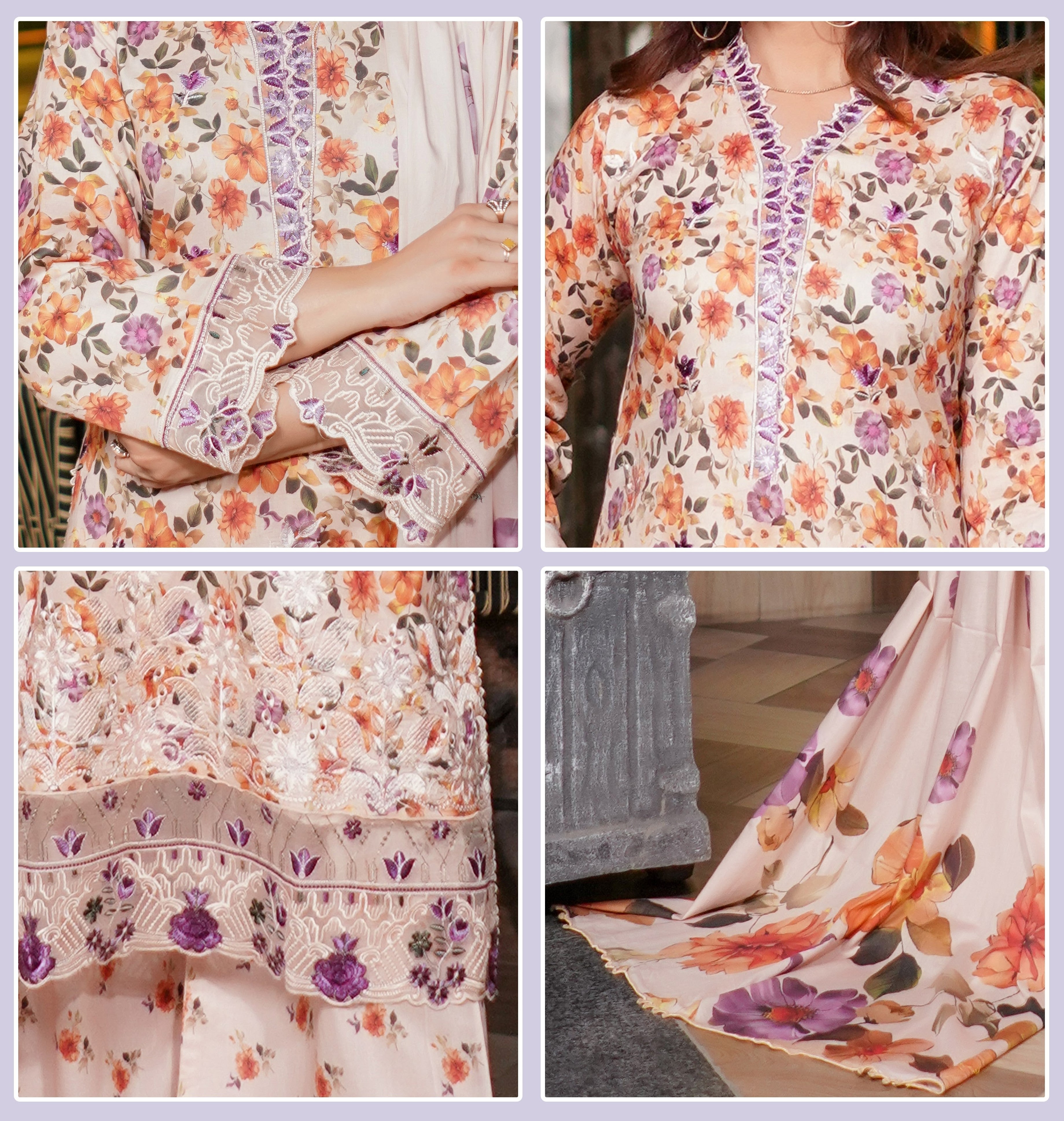 Munira Embroidered Lawn 3 Piece Suit MUN649