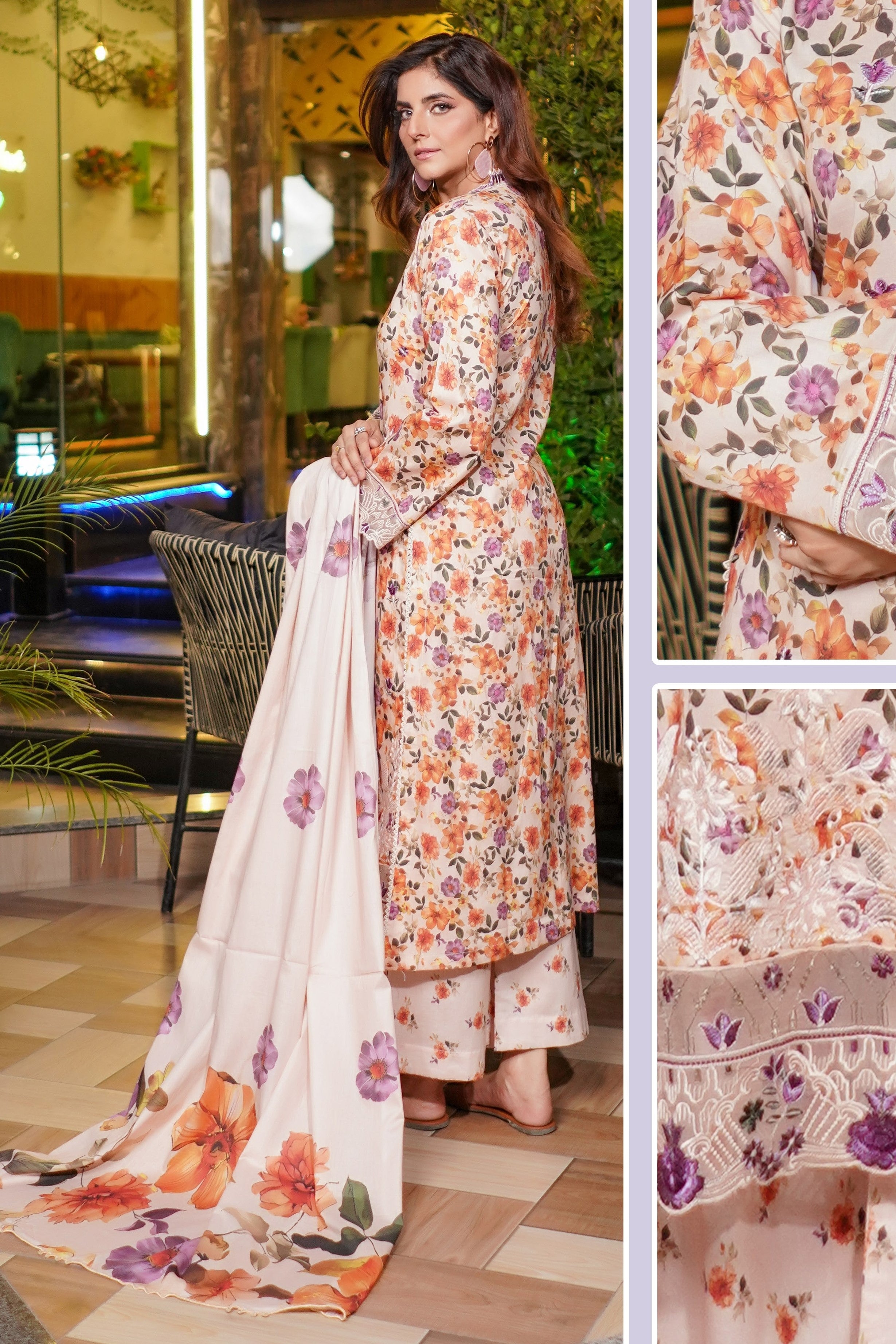Munira Embroidered Lawn 3 Piece Suit MUN649