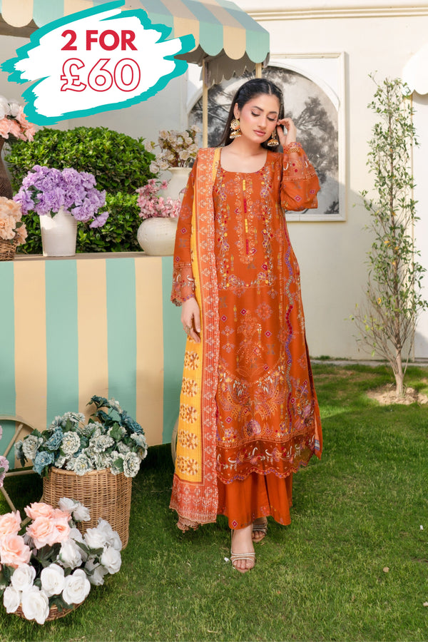 Munira Embroidered Lawn 3 Piece Suit MUN742