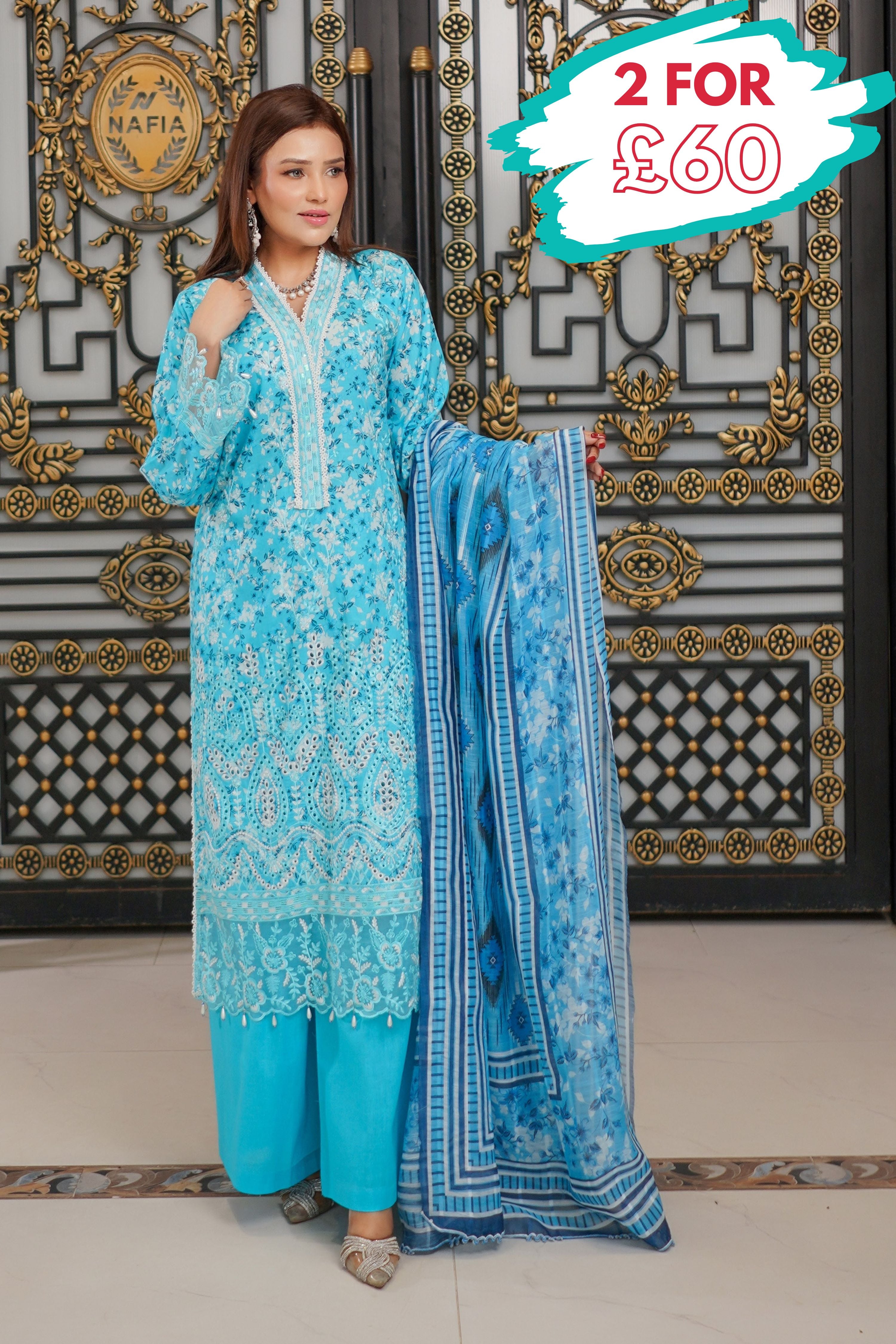 Munira Embroidered Lawn 3 Piece Suit MUN656