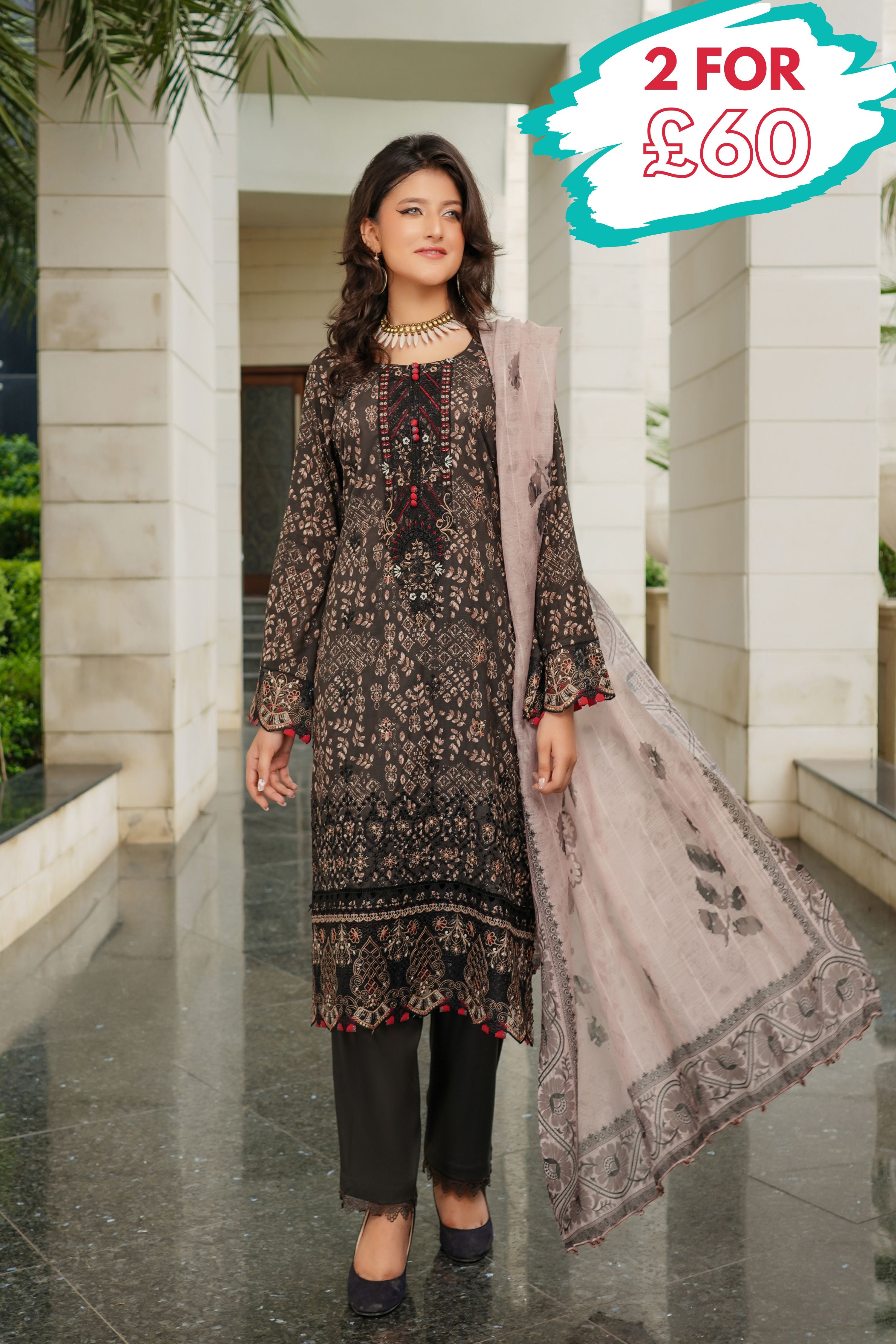 Munira Embroidered Lawn 3 Piece Suit MUN660