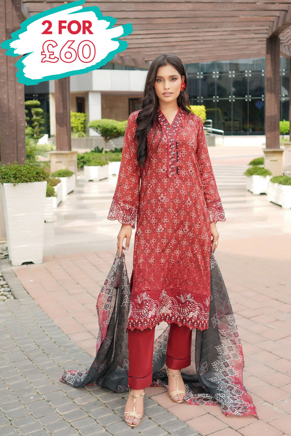 Munira Embroidered Lawn 3 Piece Suit MUN661