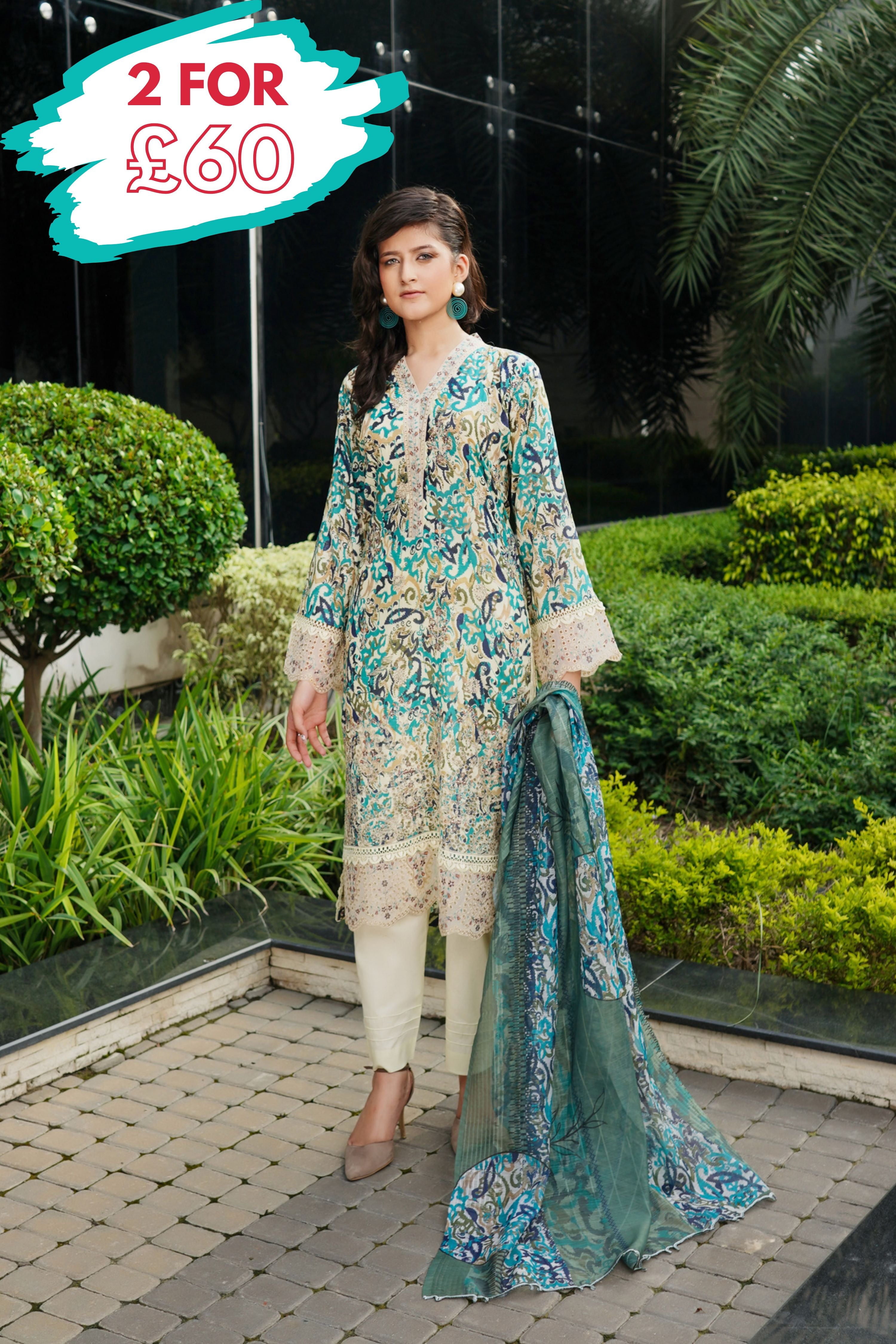 Munira Embroidered Lawn 3 Piece Suit MUN663