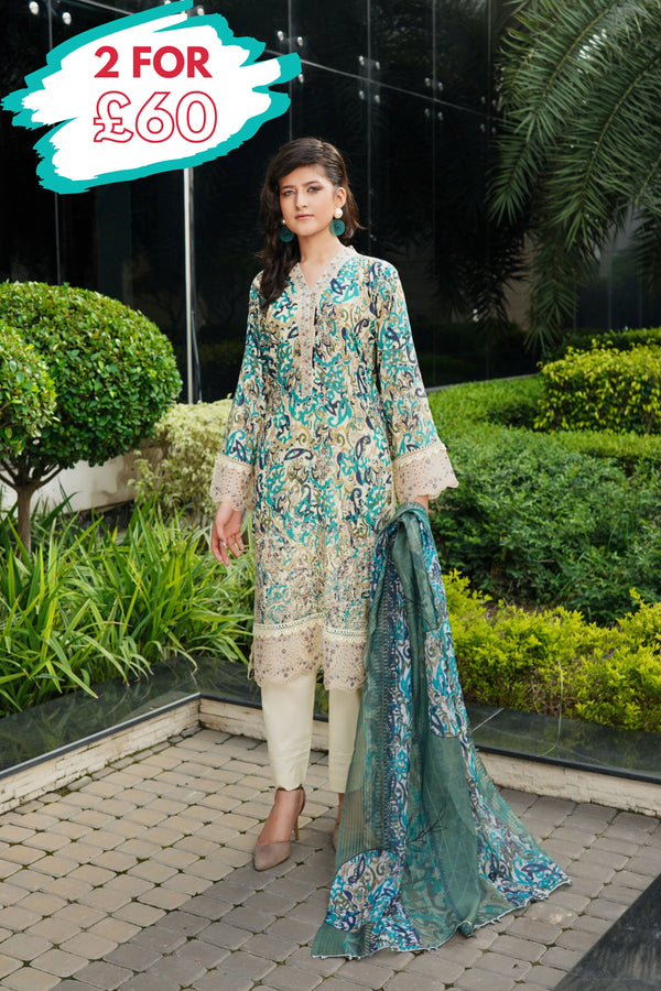 Munira Embroidered Lawn 3 Piece Suit MUN663